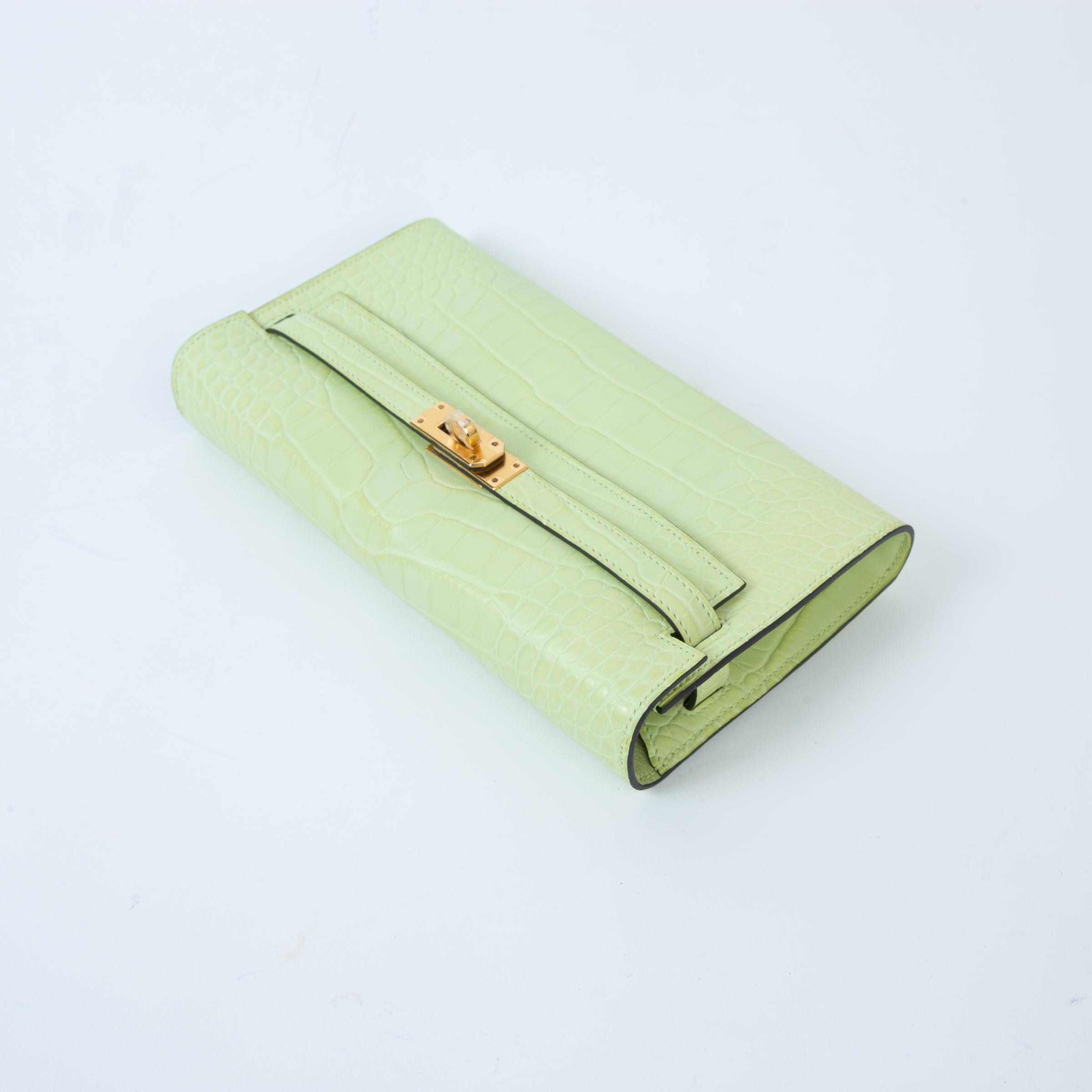 ランク SA HERMÈS エルメス ケリートゥーゴー ジョーヌ ブルジョン (R9) クロコダイル アリゲーター マット ゴールド金具 Z刻印 (2021) - 6