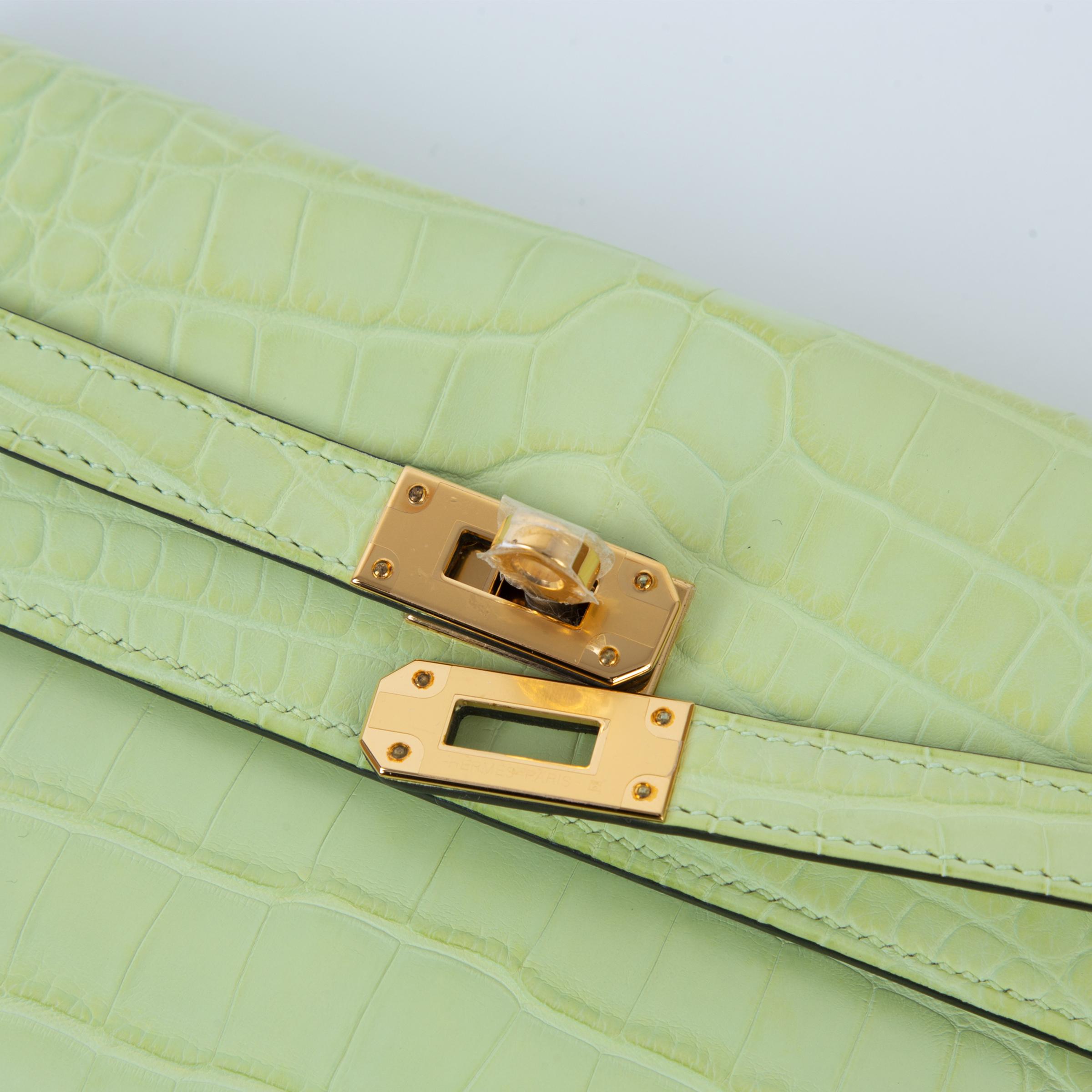 ランク SA HERMÈS エルメス ケリートゥーゴー ジョーヌ ブルジョン (R9) クロコダイル アリゲーター マット ゴールド金具 Z刻印 (2021) - 7