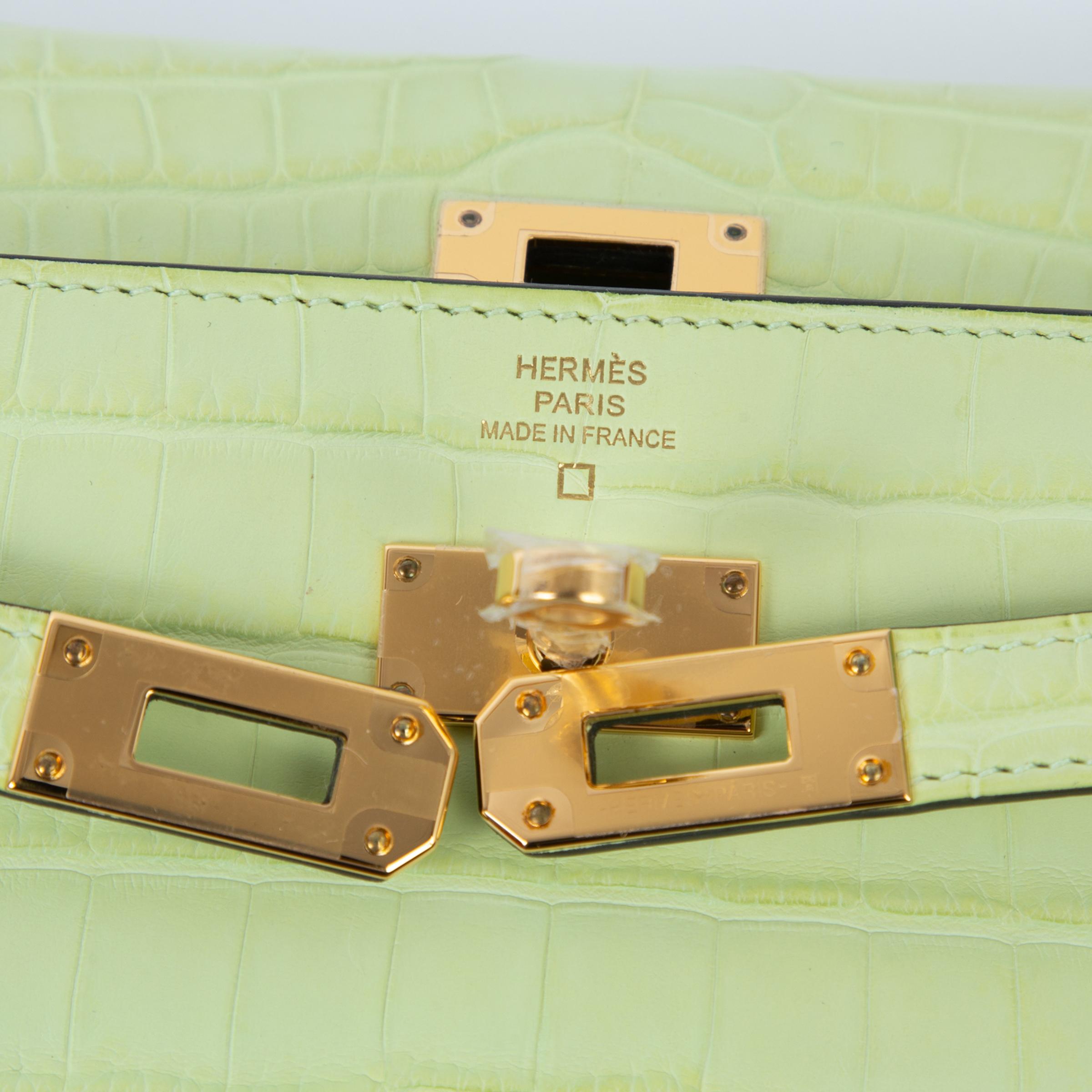 ランク SA HERMÈS エルメス ケリートゥーゴー ジョーヌ ブルジョン (R9) クロコダイル アリゲーター マット ゴールド金具 Z刻印 (2021) - 8