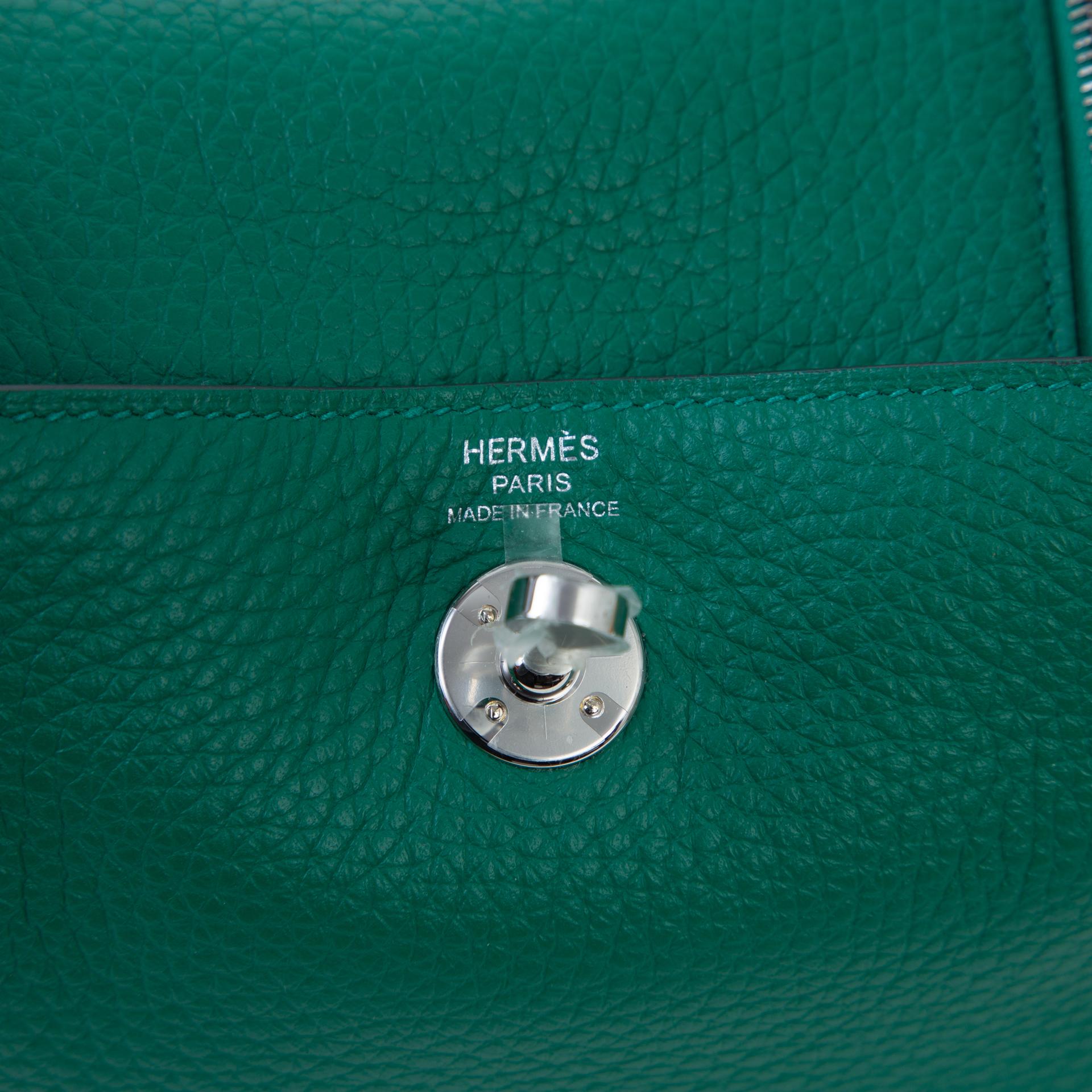 Brand New ( Rank N ) HERMÈS Mini Lindy II Vert Vertigo (U4) Clemence Palladium hardware W (2024) - 9