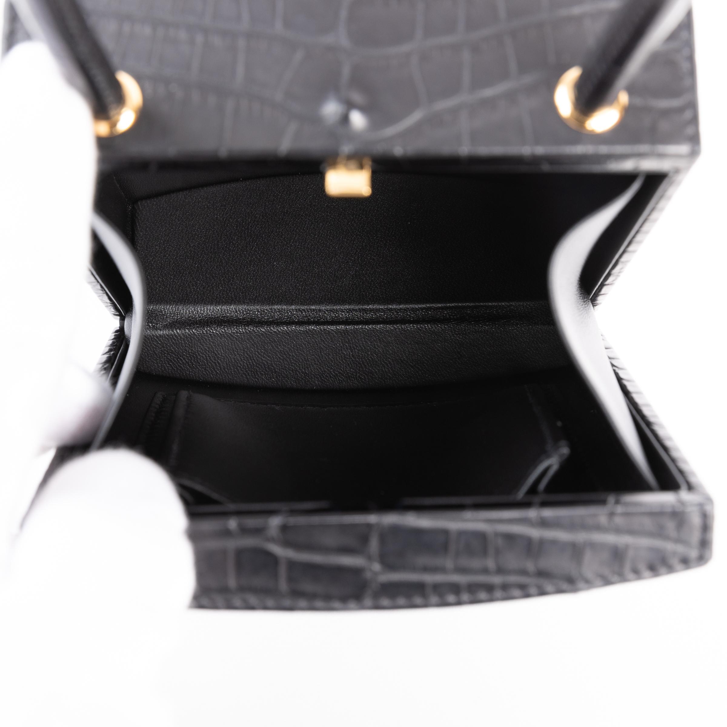 Unused ( Rank NS ) HERMÈS Special Order Cadena Kelly bag SPO Black (89) Matte Alligator Gold hardware B (2023) - 7