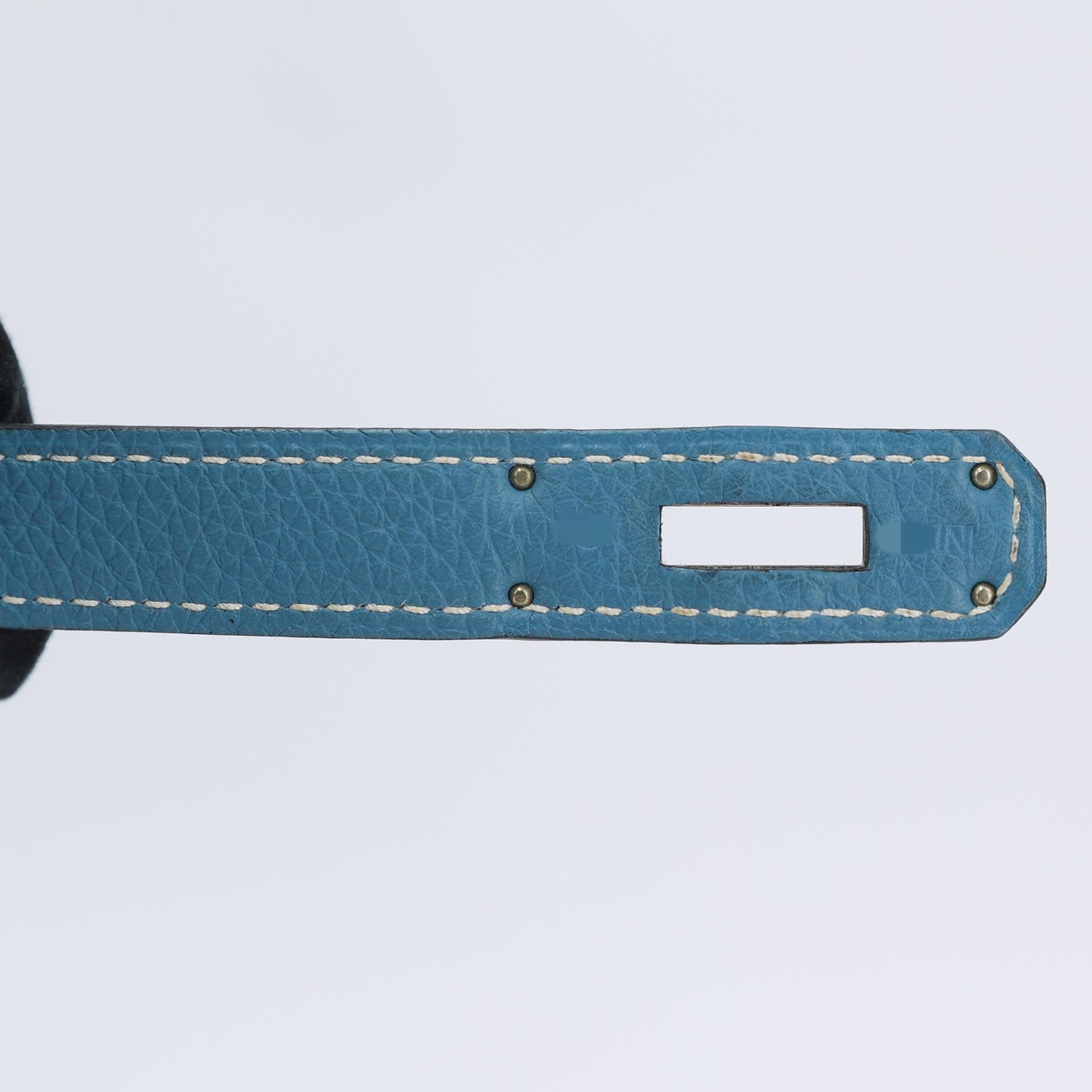 Very Good ( Rank A) HERMÈS Kelly 35 Bleu Jean (75) Togo Palladium hardware Square N (2010) - 17