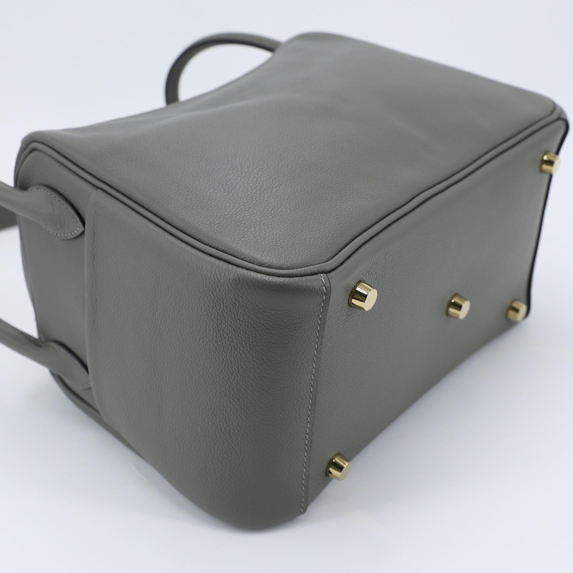 Excellent ( Rank SA ) HERMÈS Lindy 26 Gris Meyer (0L) Evercolor Gold hardware B (2023) - 6