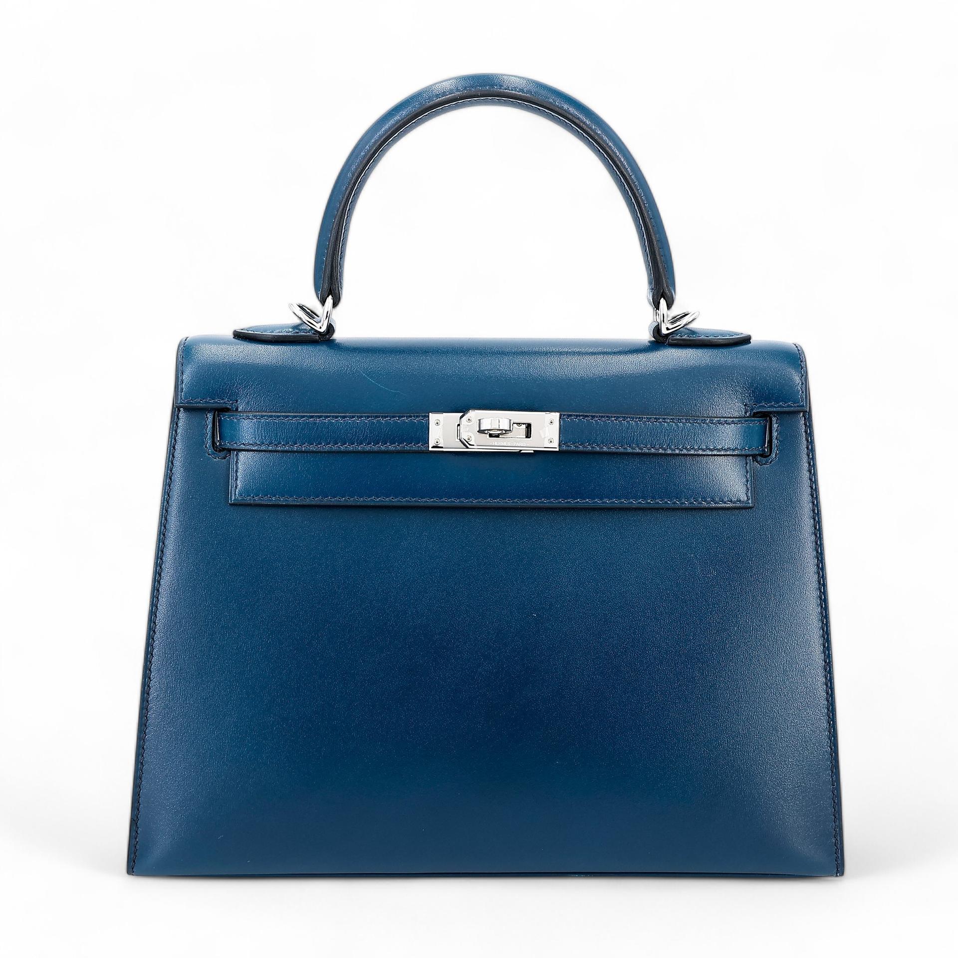 Excellent ( Rank SA ) HERMÈS Kelly 25 Sellier Bleu de Prusse (7P) Box-calf Palladium hardware U (2022) - 1