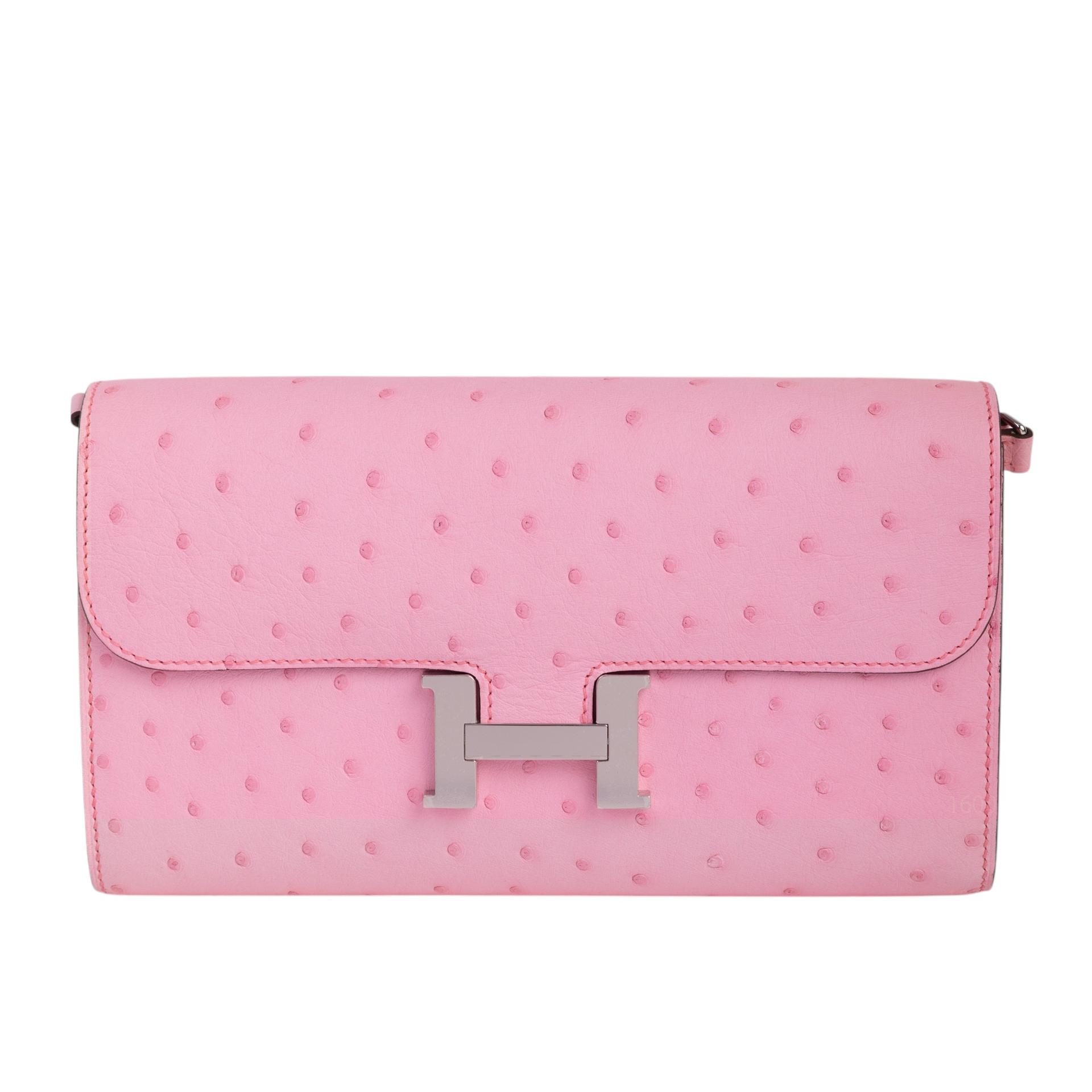 Unused ( Rank NS )  HERMÈS  Constance To Go Rose Bubblegum (L4) Ostrich Palladium hardware U (2022) - 1