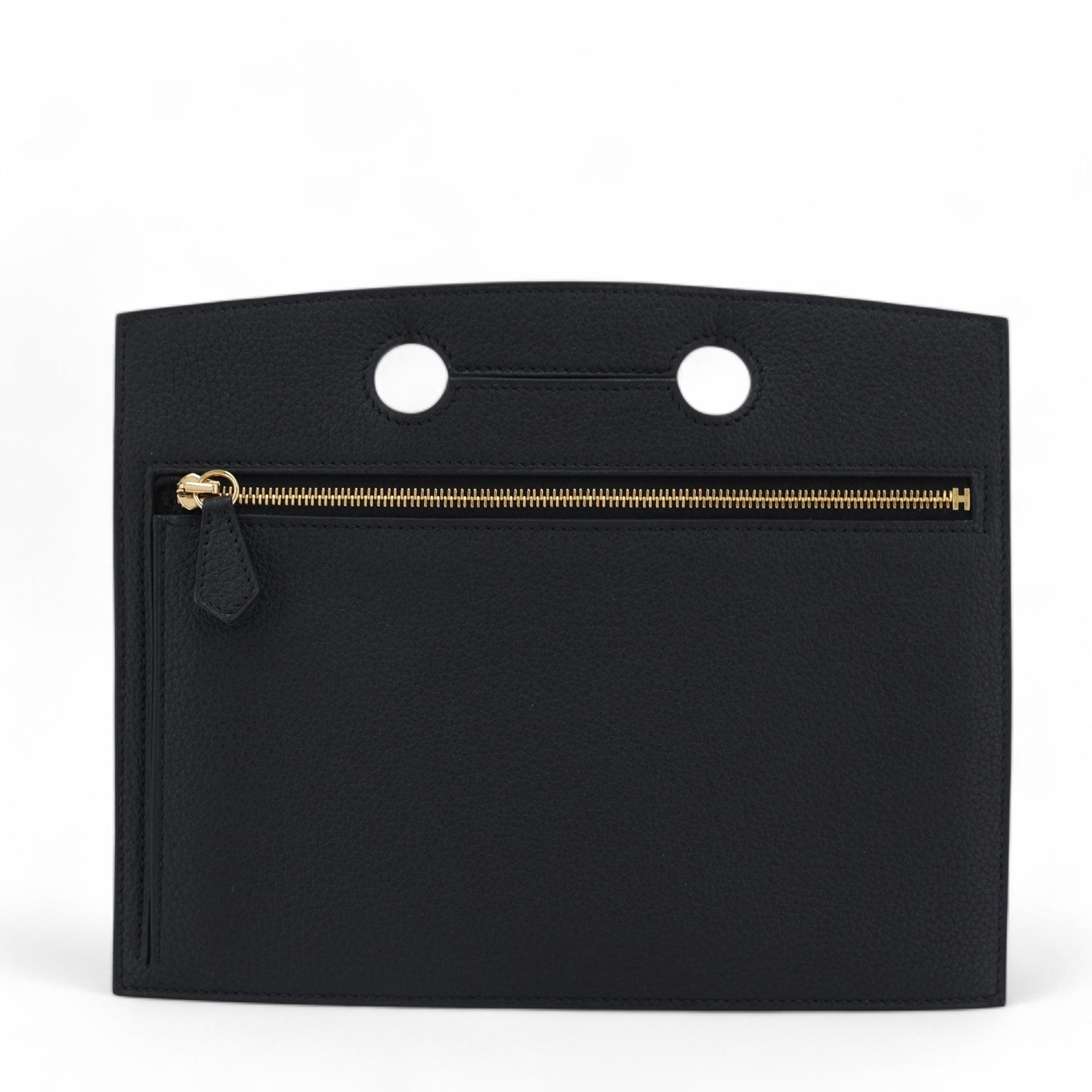 Excellent ( Rank SA ) HERMÈS Pochette BackPocket 25 Black (89) Togo Gold hardware Z (2021) - 1