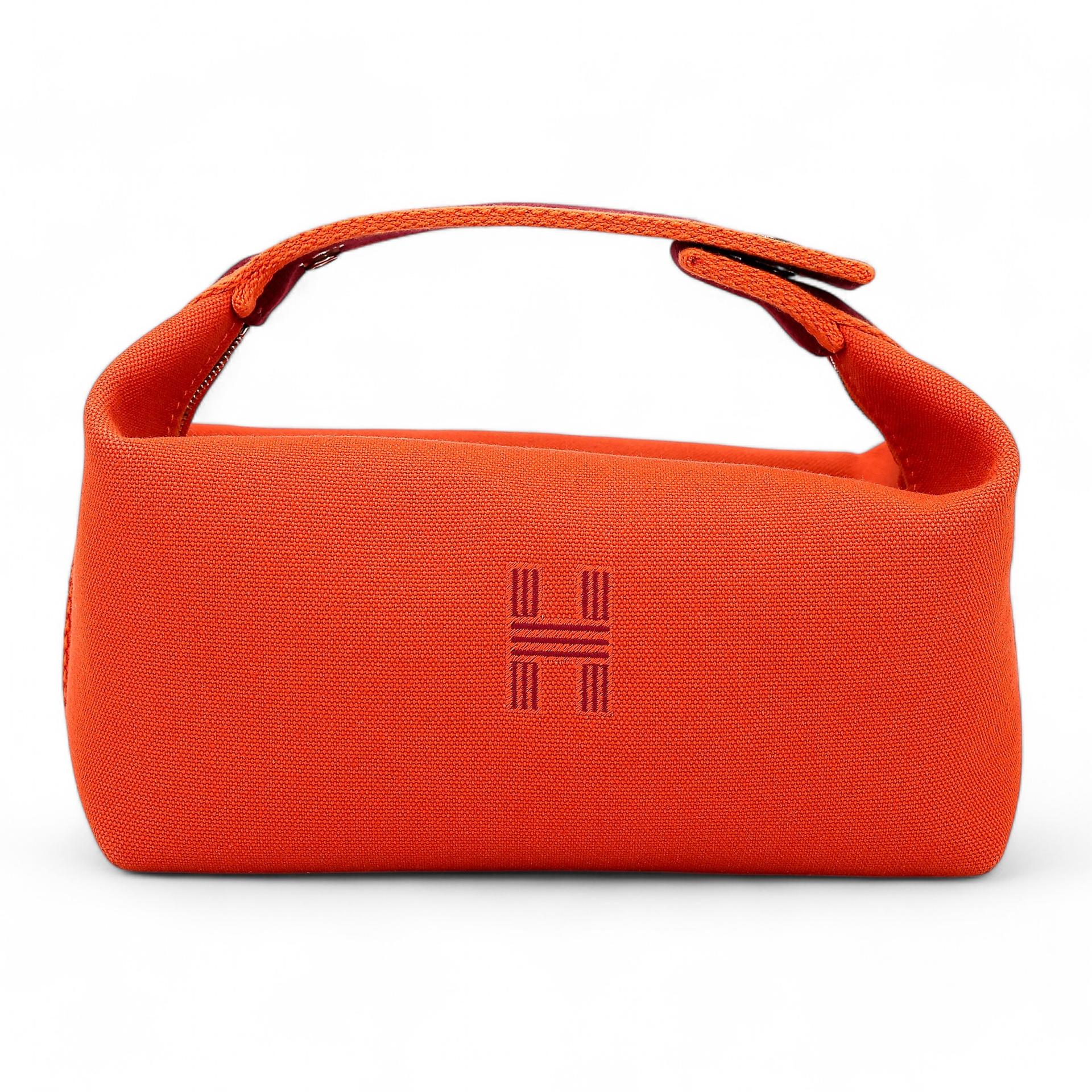 Very Good ( Rank A) HERMÈS Bride-a-Brac Case PM Feu (9J) Canvas Palladium hardware - 1
