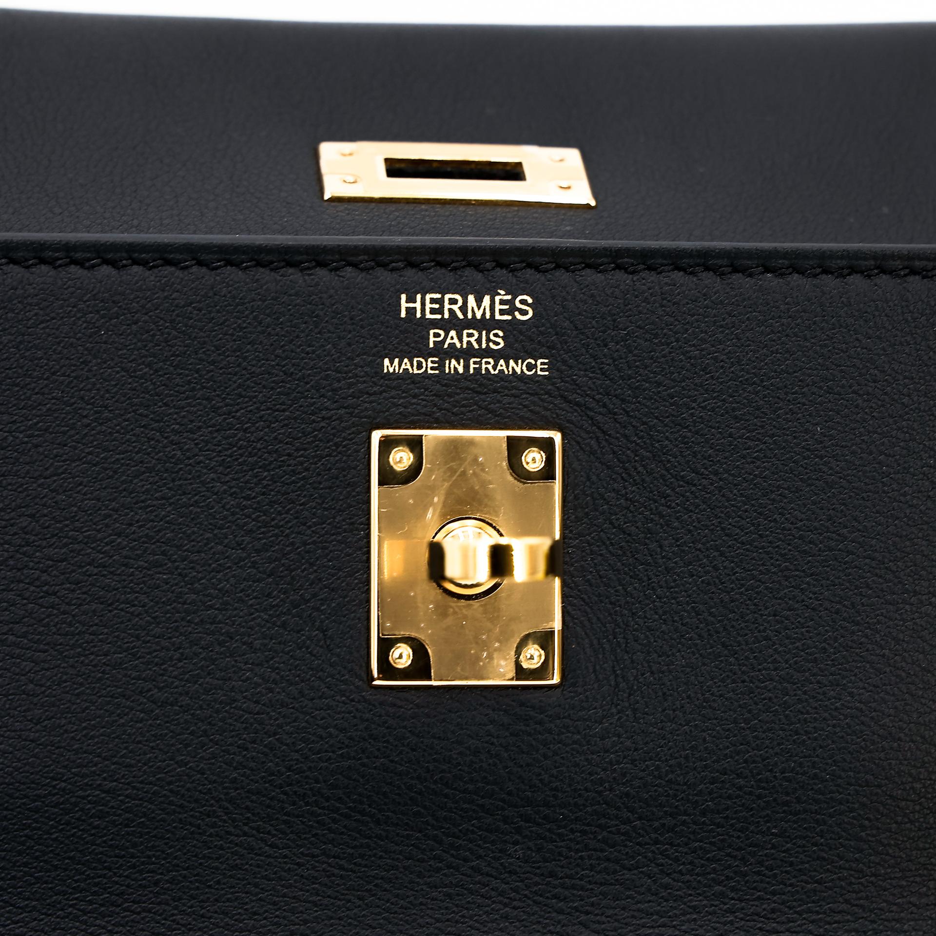 Excellent ( Rank SA ) HERMÈS Kelly Moove Black (89) Swift Gold hardware B (2023) - 15