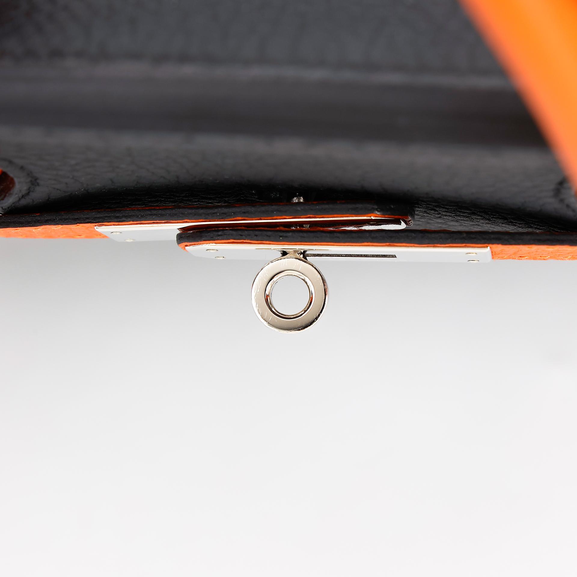 Very Good ( Rank A) HERMÈS Special Order Birkin 35 HSS Orange (93) Black (89) Clemence Palladium hardware Square P (2012) - 13