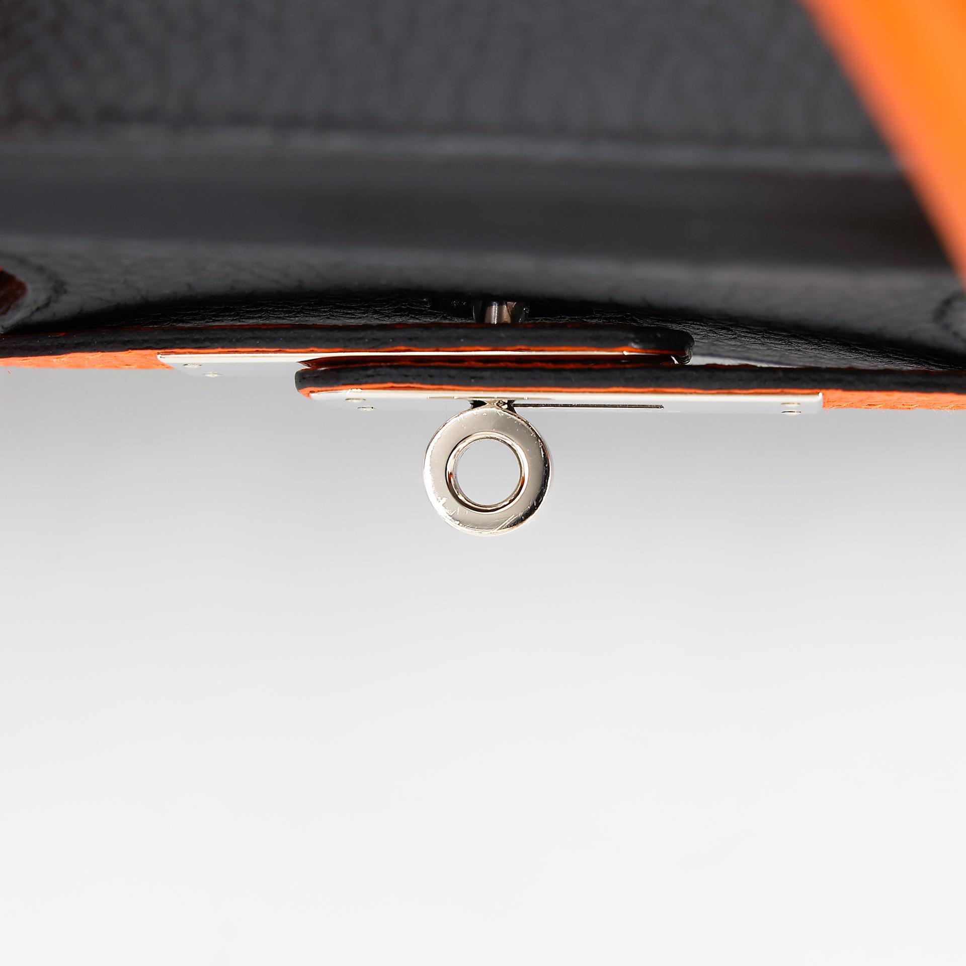 Very Good ( Rank A) HERMÈS Special Order Birkin 35 HSS Orange (93) Black (89) Clemence Palladium hardware Square P (2012) - 14