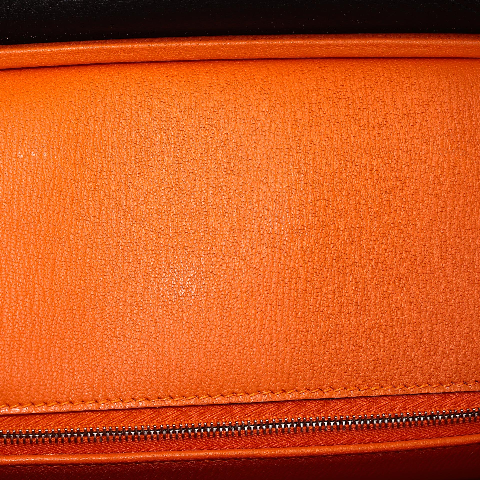 Very Good ( Rank A) HERMÈS Special Order Birkin 35 HSS Orange (93) Black (89) Clemence Palladium hardware Square P (2012) - 24