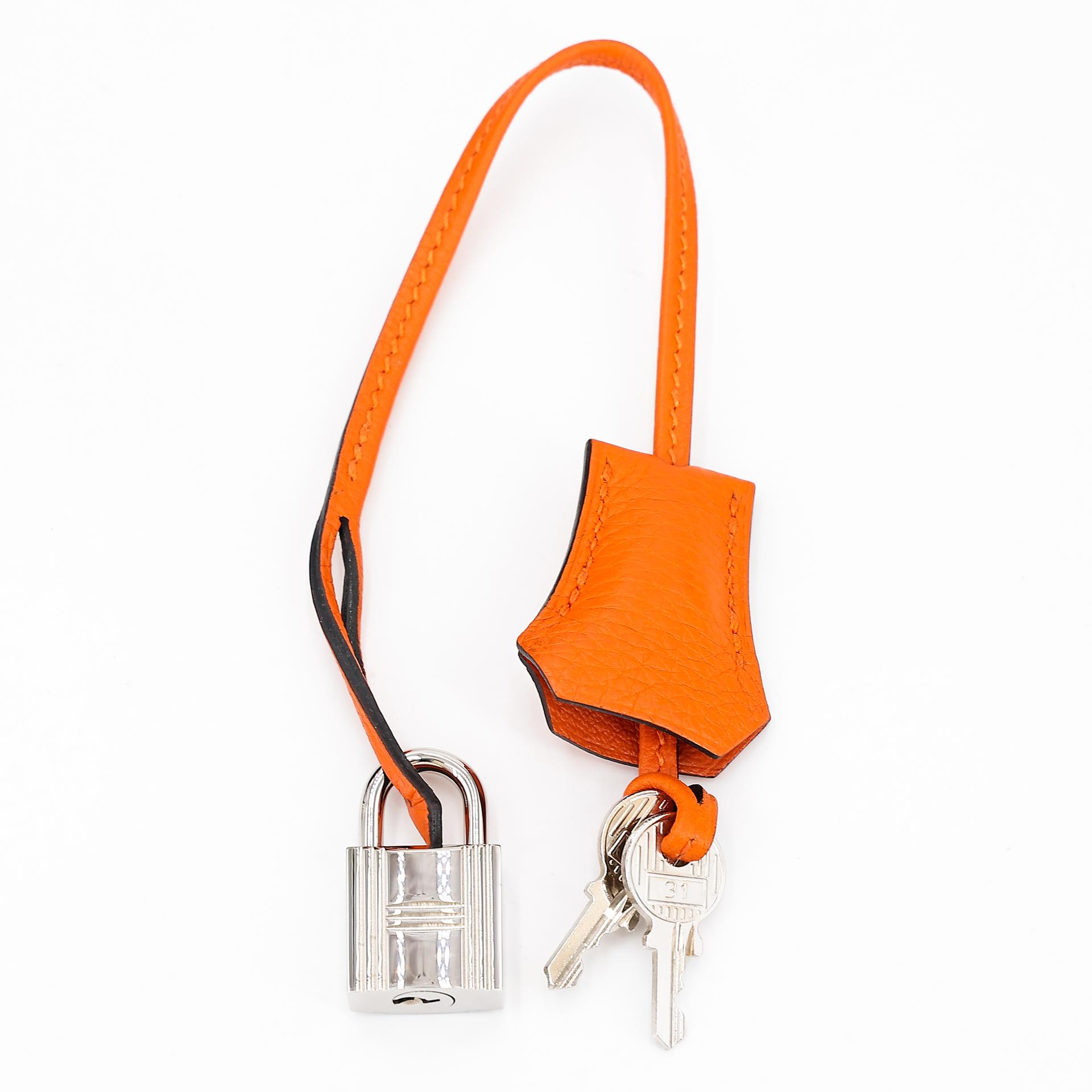 Very Good ( Rank A) HERMÈS Special Order Birkin 35 HSS Orange (93) Black (89) Clemence Palladium hardware Square P (2012) - 26