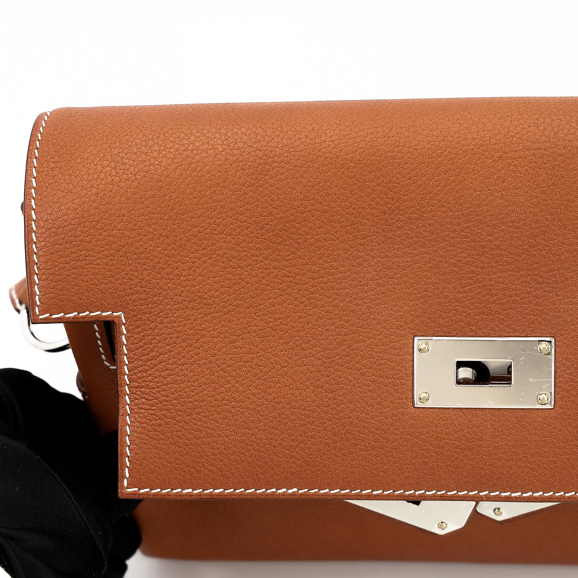 Brand New ( Rank N ) HERMÈS Kelly Messenger PM Fauve (34) Barenia Palladium hardware W (2024) - 20