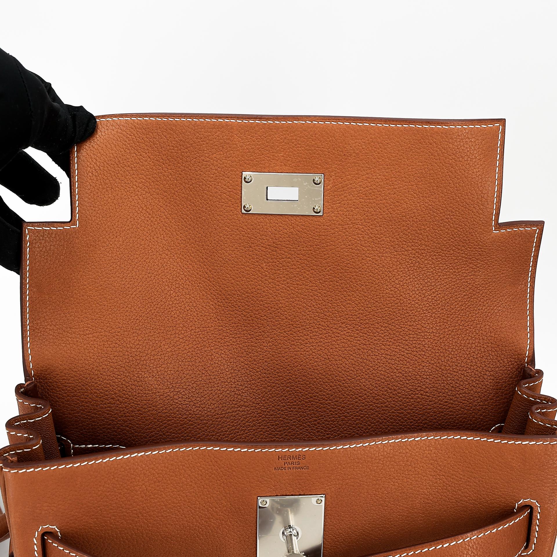 Brand New ( Rank N ) HERMÈS Kelly Messenger PM Fauve (34) Barenia Palladium hardware W (2024) - 23