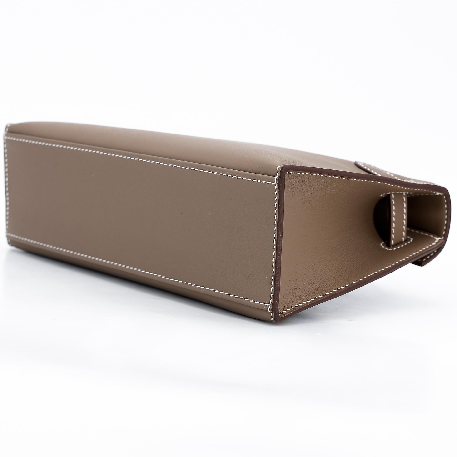 Brand New ( Rank N ) HERMÈS Kelly Pochette Etoupe (18) Swift Gold hardware W (2024) - 6