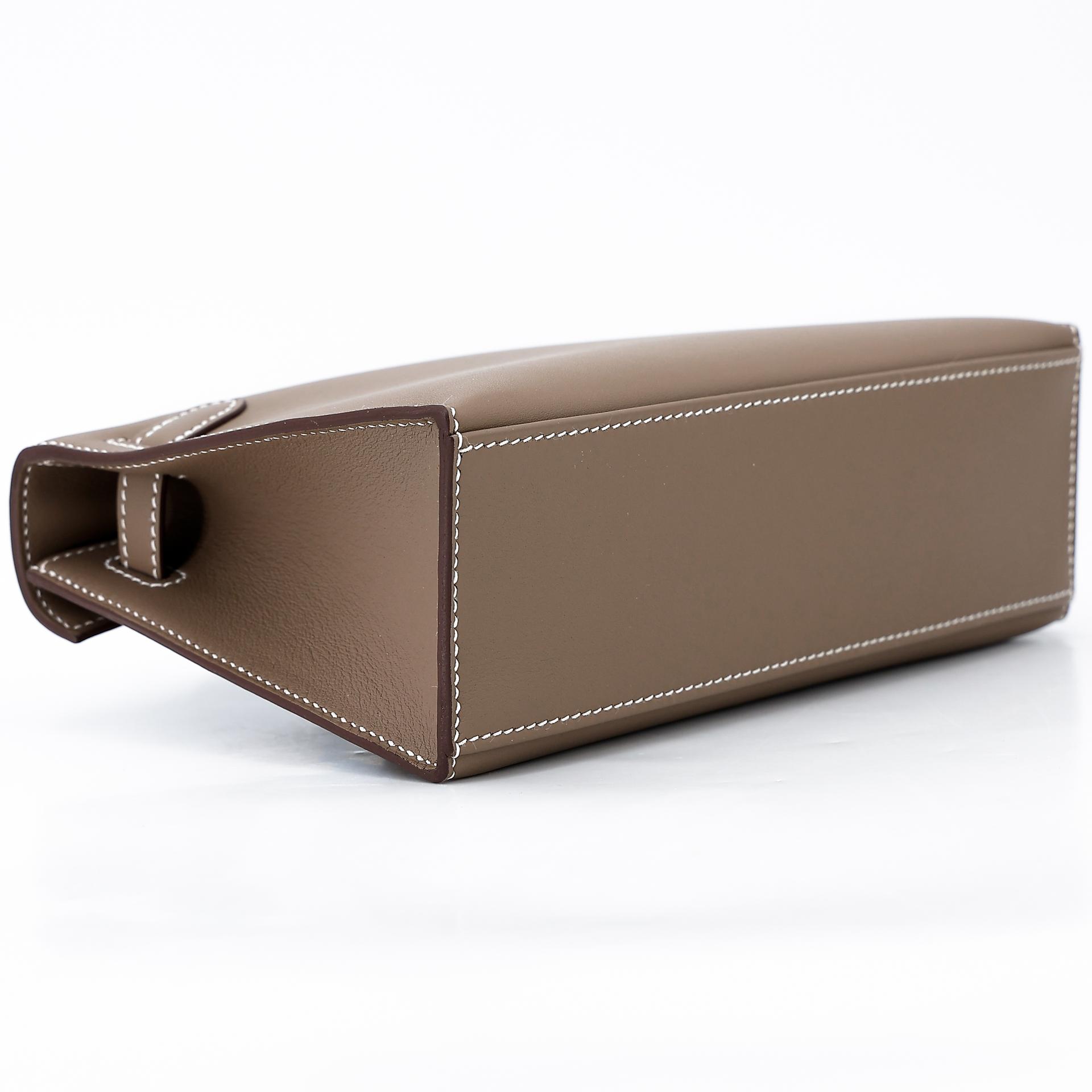 Brand New ( Rank N ) HERMÈS Kelly Pochette Etoupe (18) Swift Gold hardware W (2024) - 7