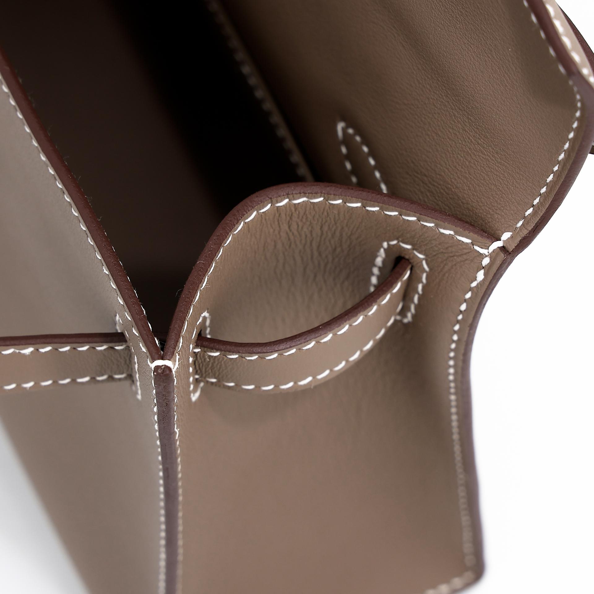 Brand New ( Rank N ) HERMÈS Kelly Pochette Etoupe (18) Swift Gold hardware W (2024) - 14