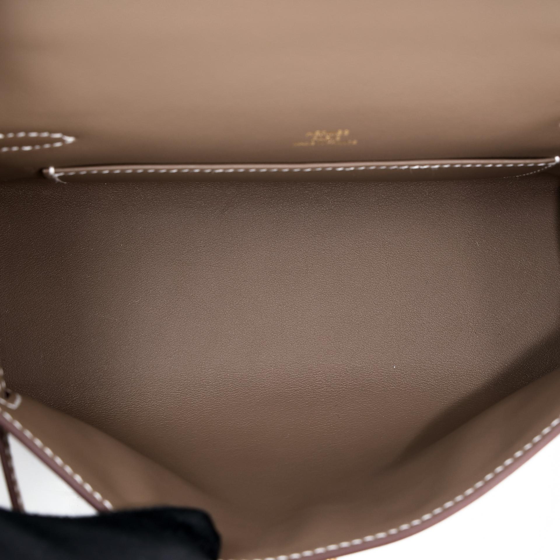 Brand New ( Rank N ) HERMÈS Kelly Pochette Etoupe (18) Swift Gold hardware W (2024) - 16