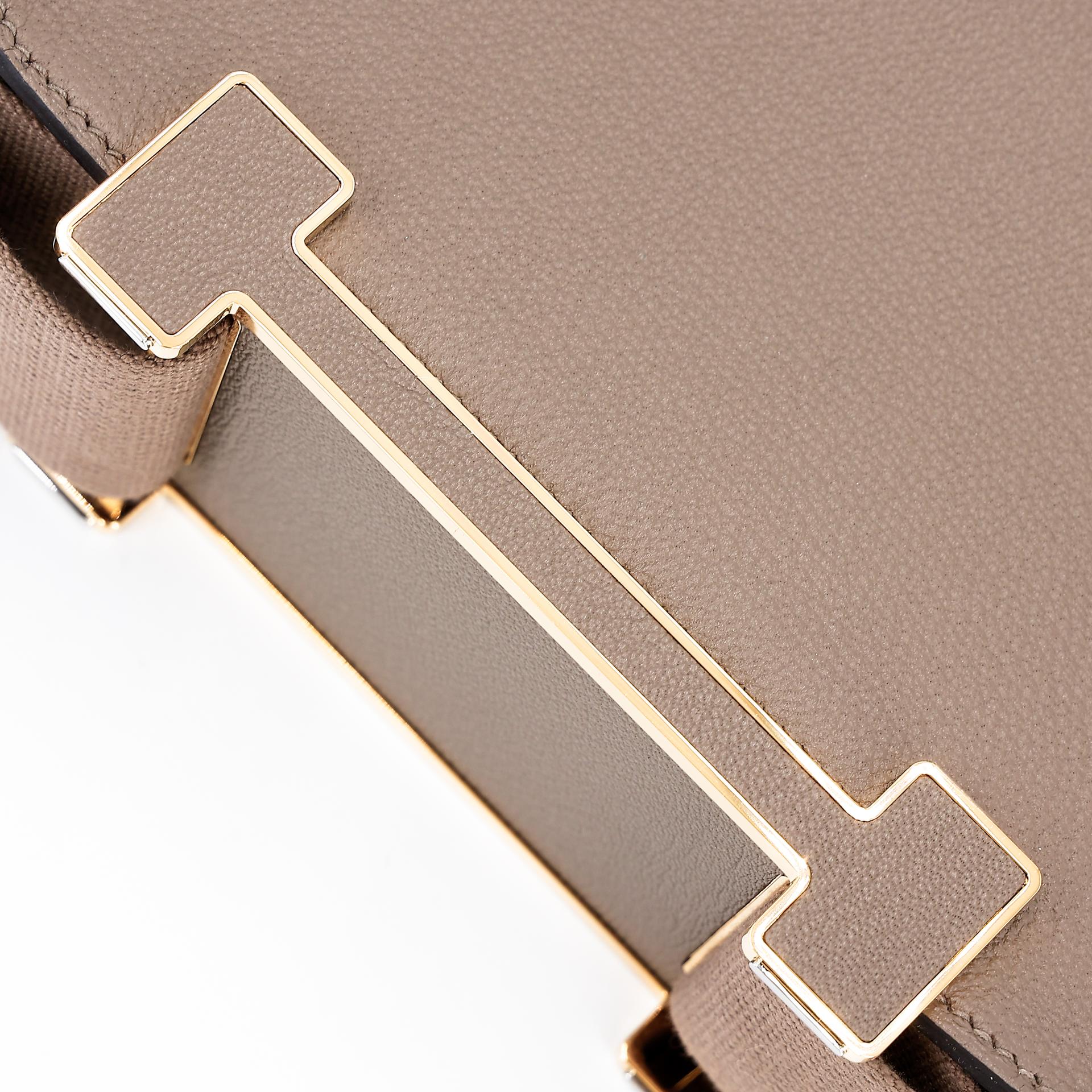 Unused ( Rank NS ) HERMÈS Geta Etoupe (18) Chevre Gold hardware U (2022) - 9
