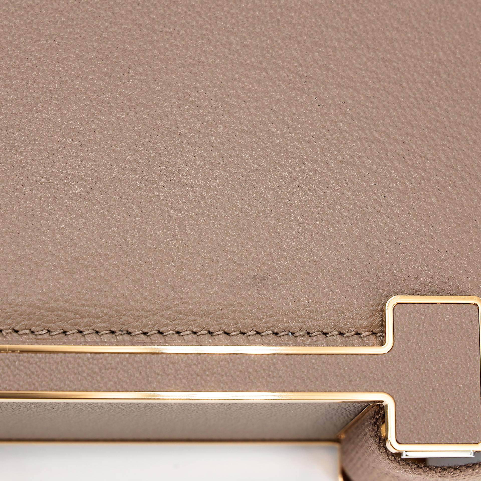 Unused ( Rank NS ) HERMÈS Geta Etoupe (18) Chevre Gold hardware U (2022) - 11