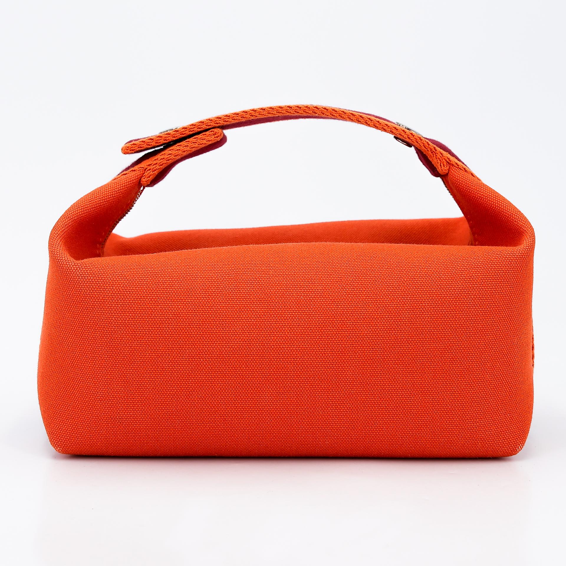 Very Good ( Rank A) HERMÈS Bride-a-Brac Case PM Feu (9J) Canvas Palladium hardware - 2
