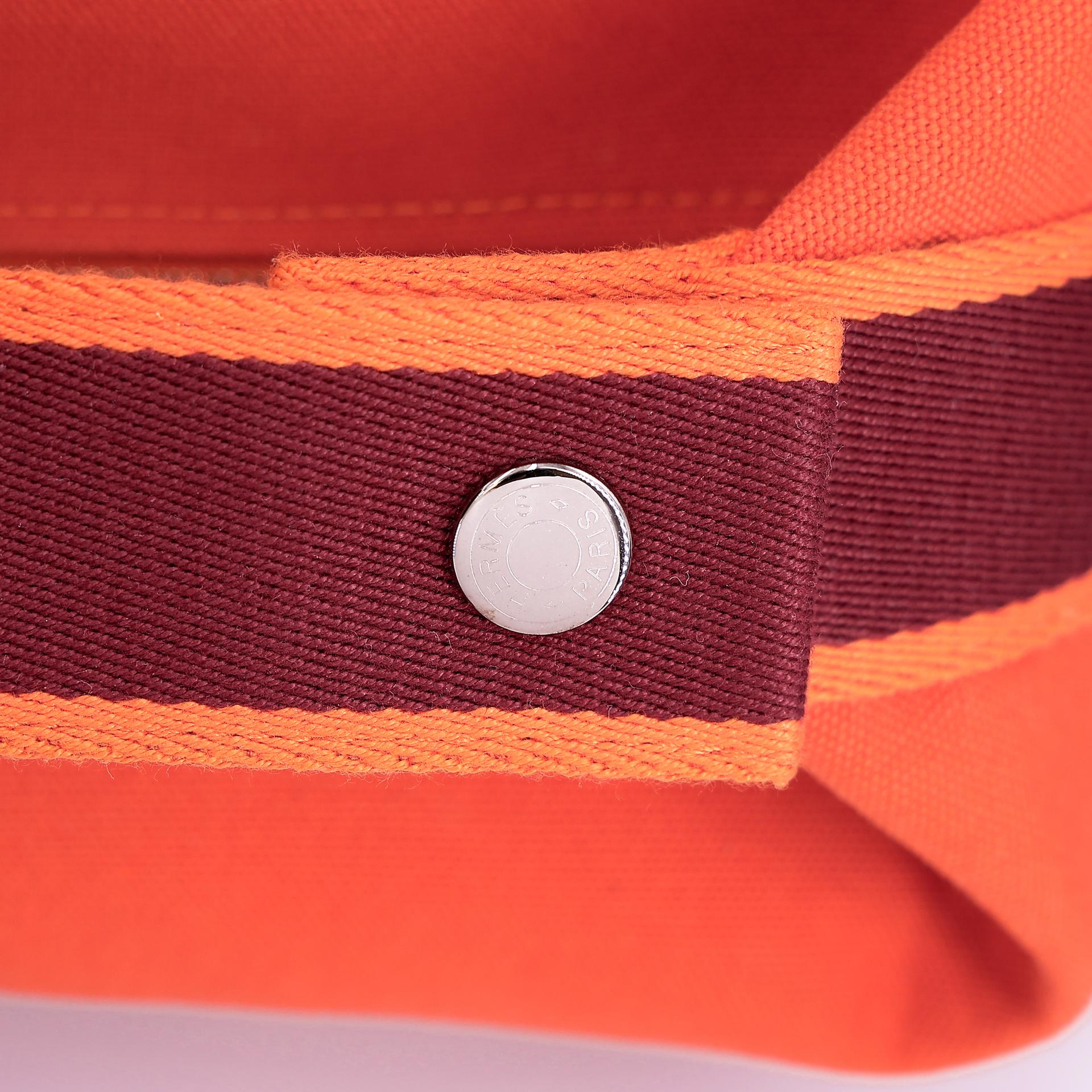 Very Good ( Rank A) HERMÈS Bride-a-Brac Case PM Feu (9J) Canvas Palladium hardware - 4