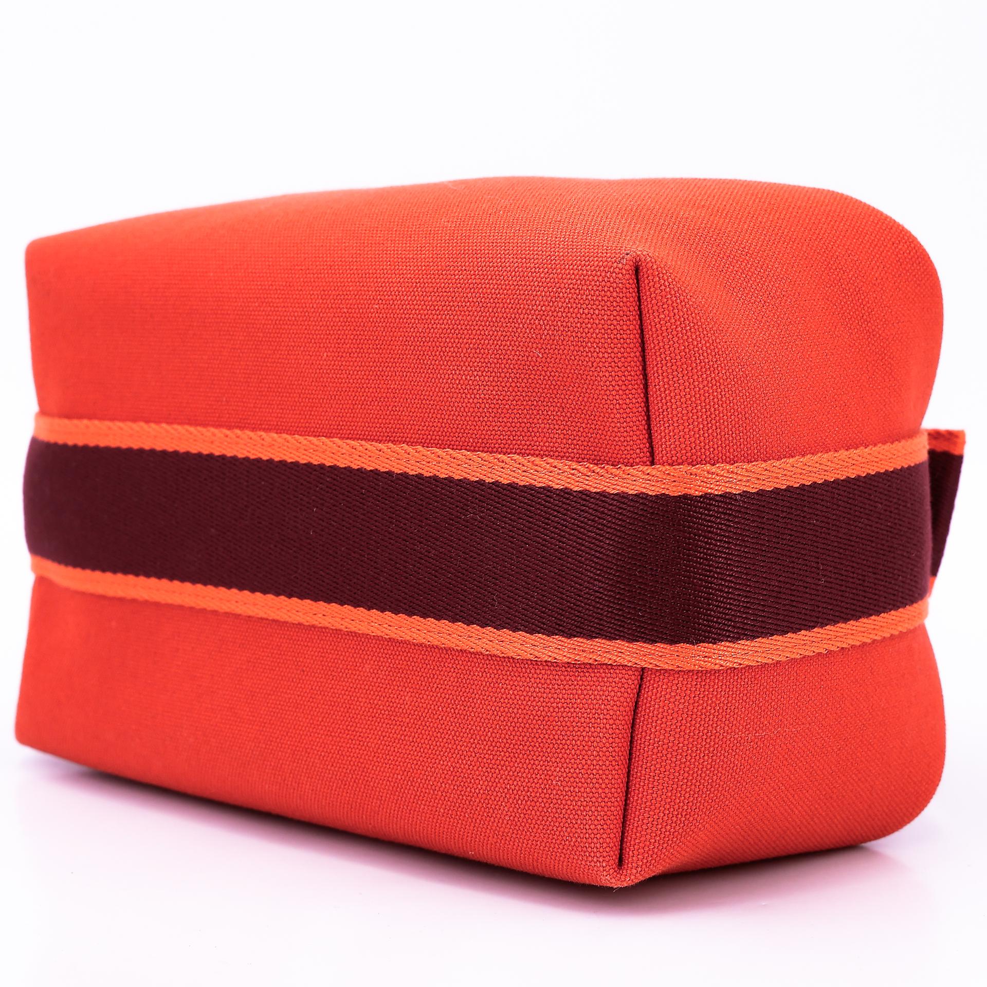 Very Good ( Rank A) HERMÈS Bride-a-Brac Case PM Feu (9J) Canvas Palladium hardware - 8