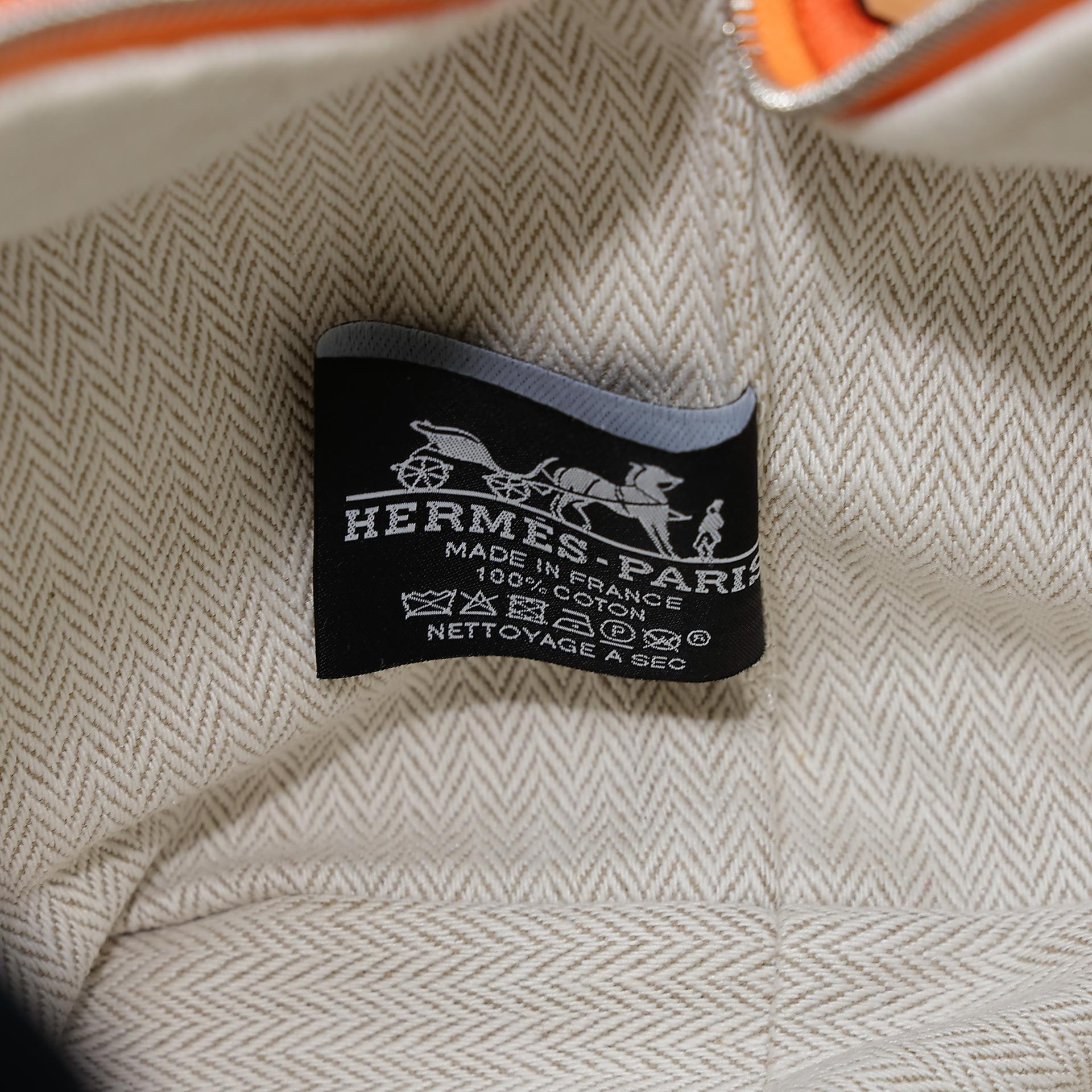 Very Good ( Rank A) HERMÈS Bride-a-Brac Case PM Feu (9J) Canvas Palladium hardware - 13
