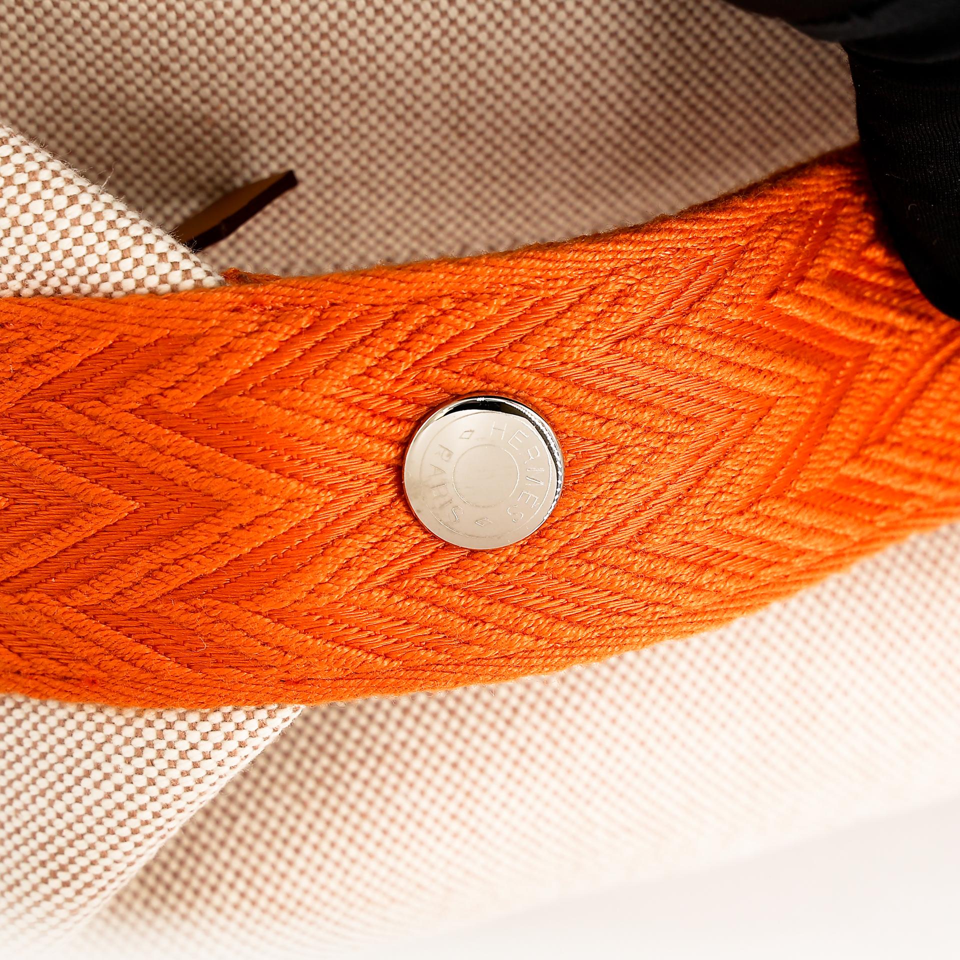 Unused ( Rank NS ) HERMÈS Bride-a-Brac Case PM Orange (93) Beige Canvas Palladium hardware - 5