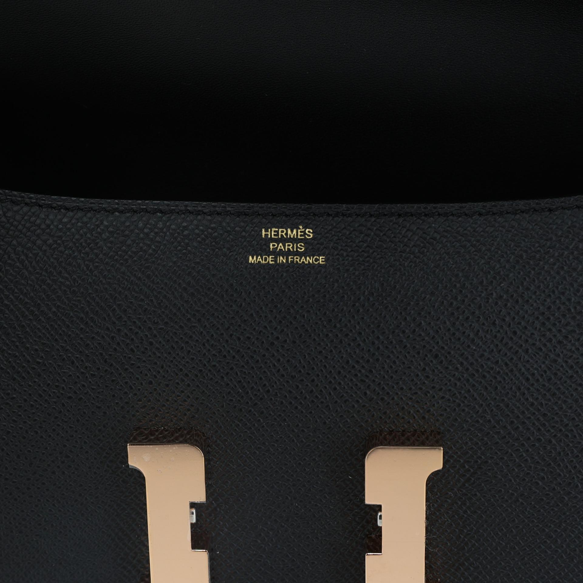 Brand New ( Rank N ) HERMÈS Constance Elan 2024 Black (89) Epsom Rose Gold hardware W (2024) - 10