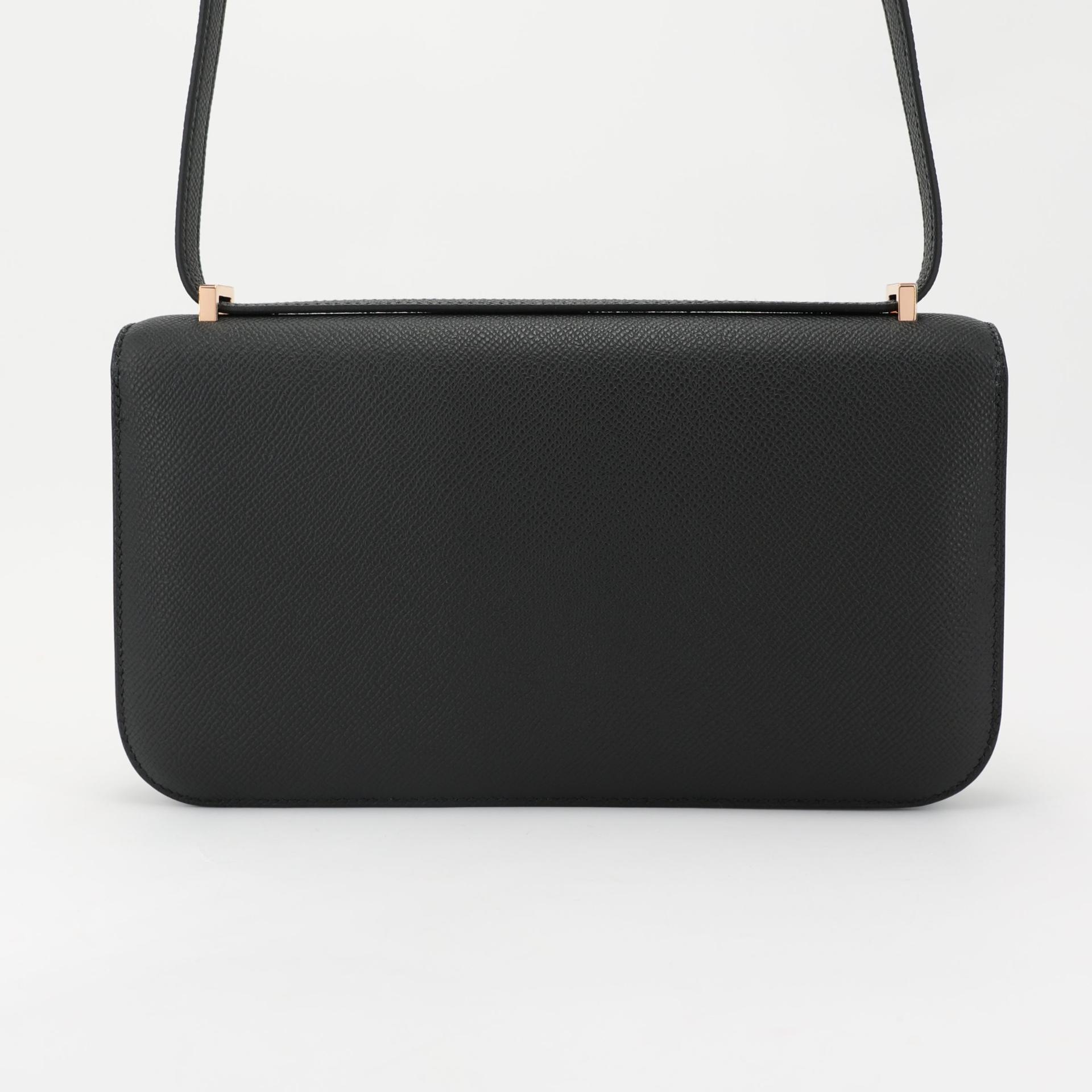 Brand New ( Rank N ) HERMÈS Constance Elan 2024 Black (89) Epsom Rose Gold hardware W (2024) - 2