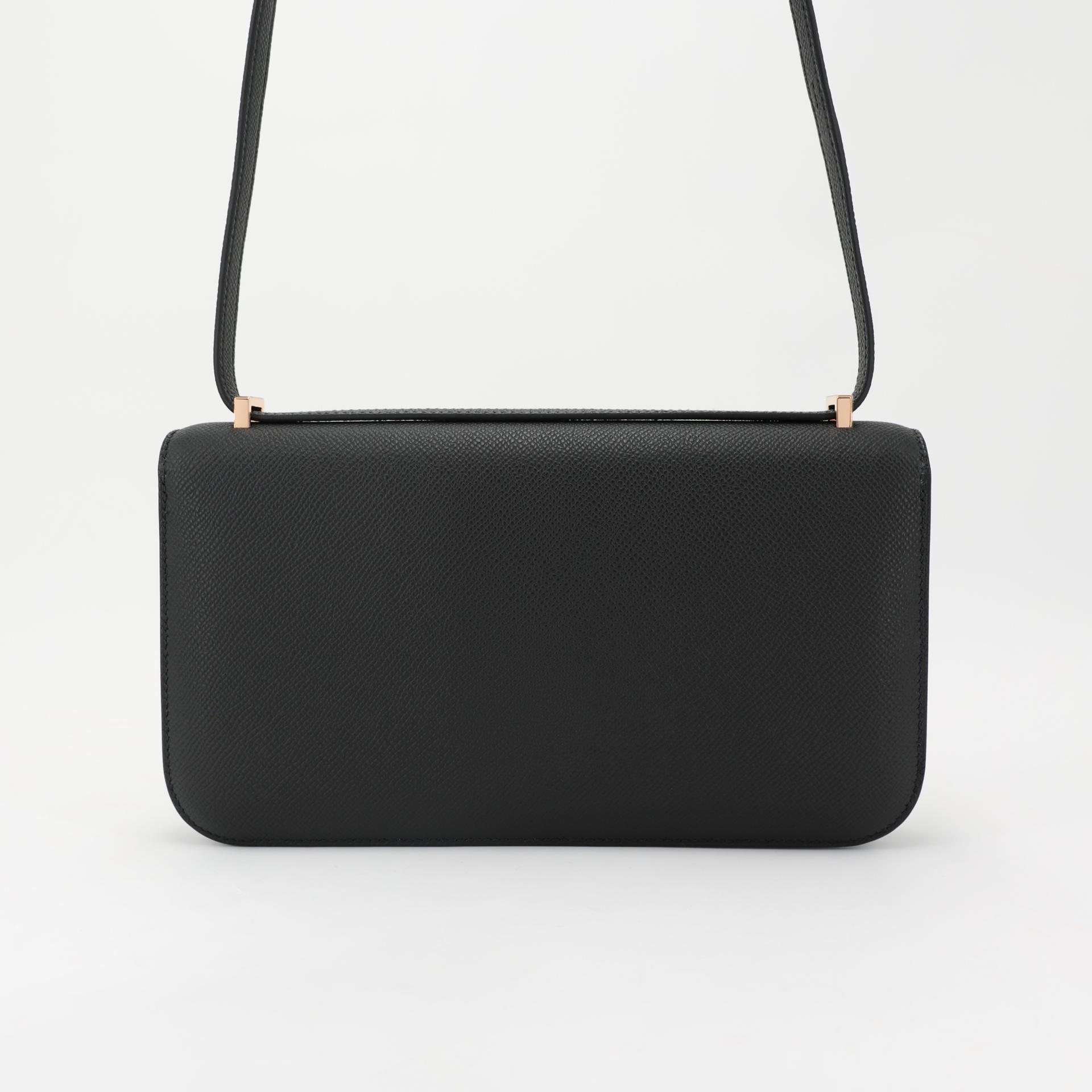 Brand New ( Rank N ) HERMÈS Constance Elan 2024 Black (89) Epsom Rose Gold hardware W (2024) - 3