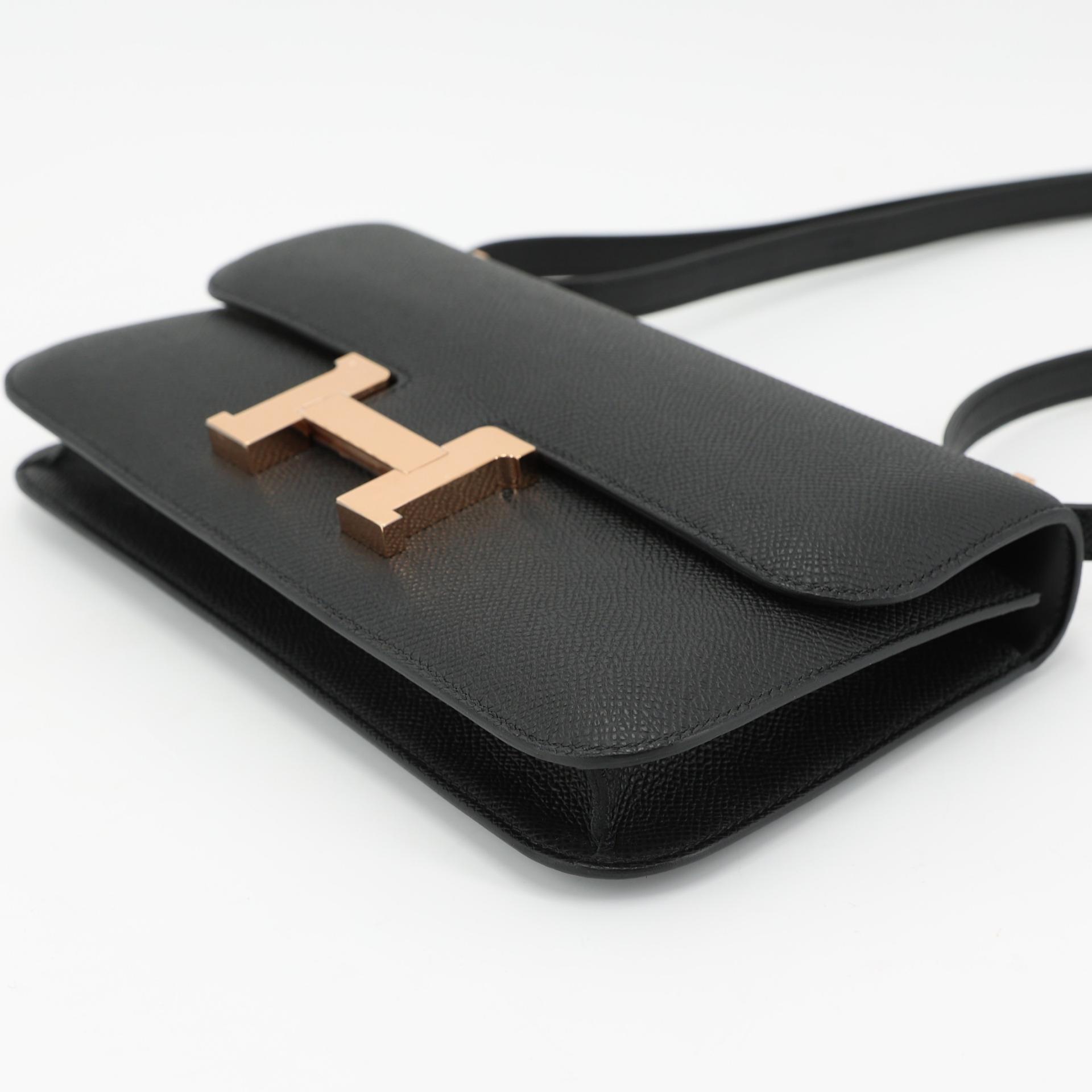 Brand New ( Rank N ) HERMÈS Constance Elan 2024 Black (89) Epsom Rose Gold hardware W (2024) - 6