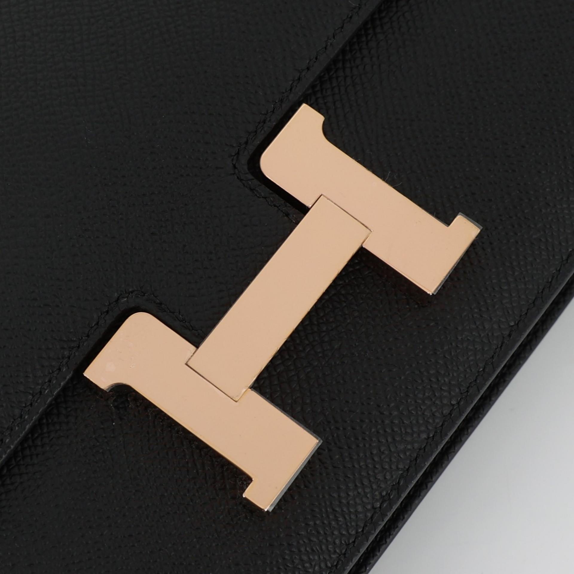 Brand New ( Rank N ) HERMÈS Constance Elan 2024 Black (89) Epsom Rose Gold hardware W (2024) - 9