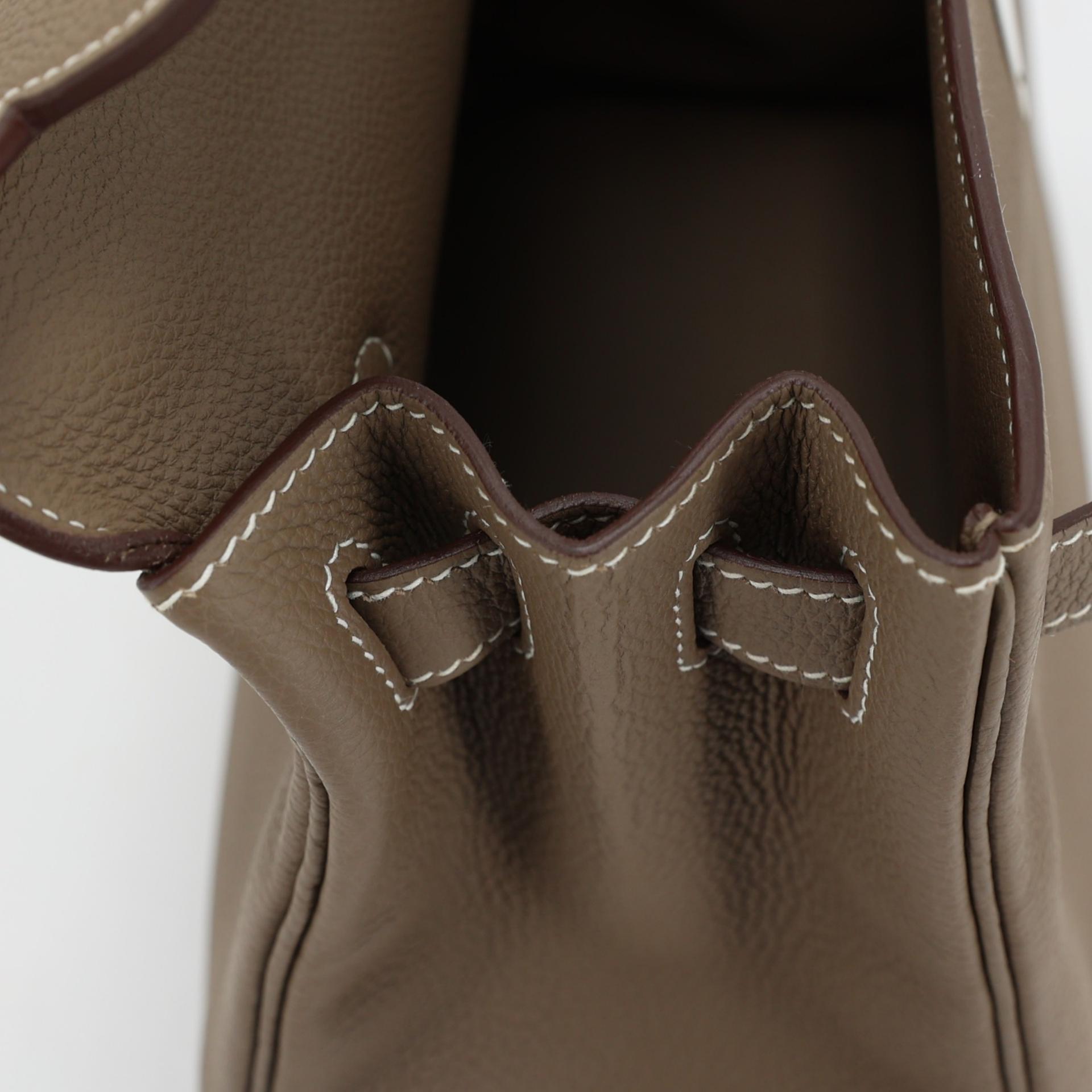 Excellent ( Rank SA ) HERMÈS Kelly 28 Etoupe (18) Togo Palladium hardware Y (2020) - 13