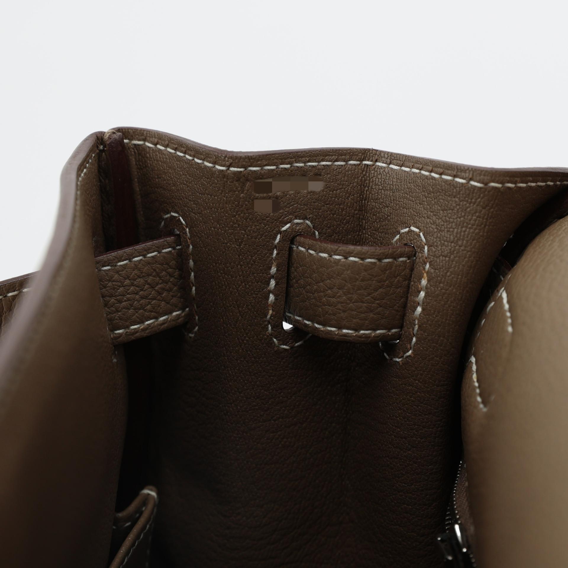 Excellent ( Rank SA ) HERMÈS Kelly 28 Etoupe (18) Togo Palladium hardware Y (2020) - 15