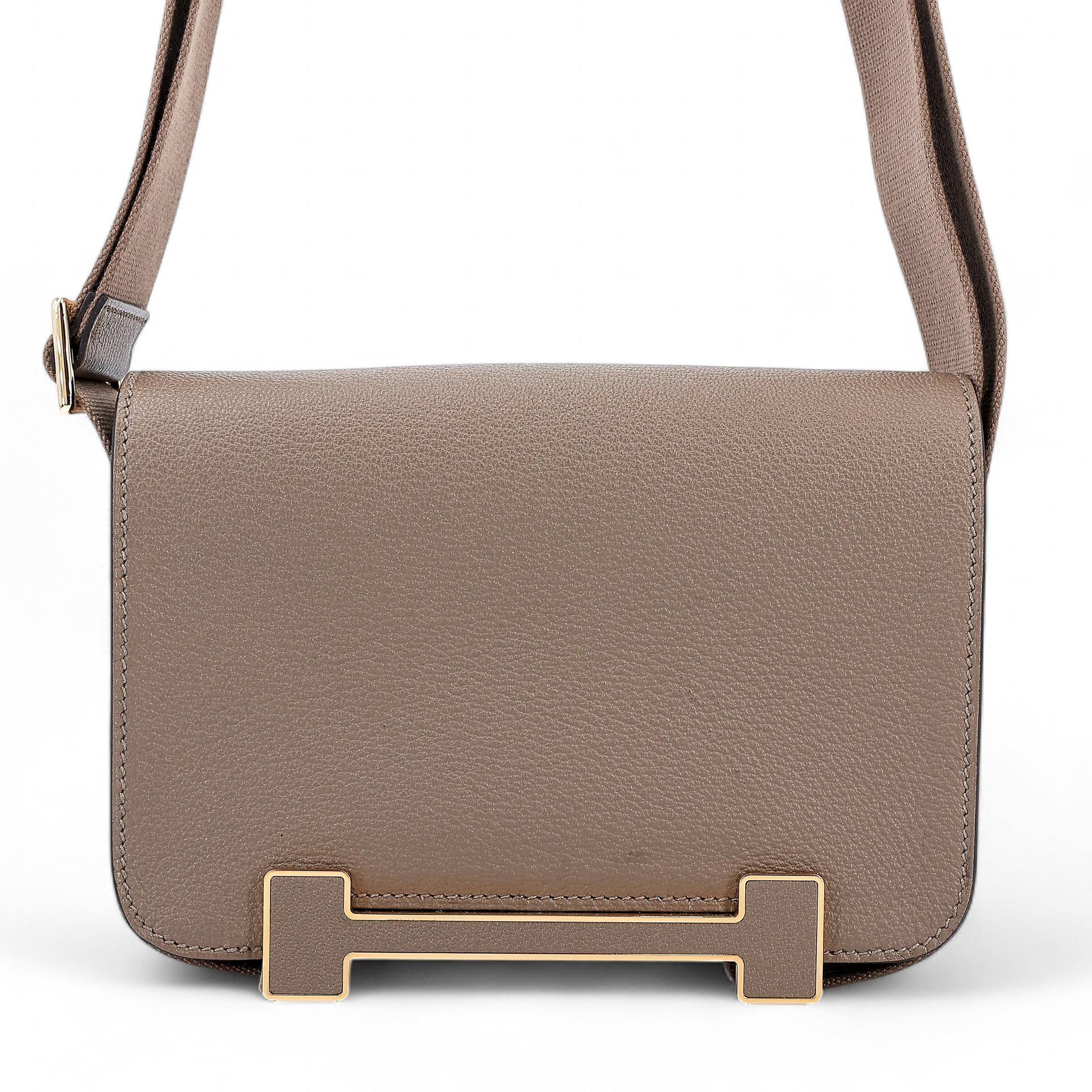 Unused ( Rank NS ) HERMÈS Geta Etoupe (18) Chevre Gold hardware U (2022) - 1