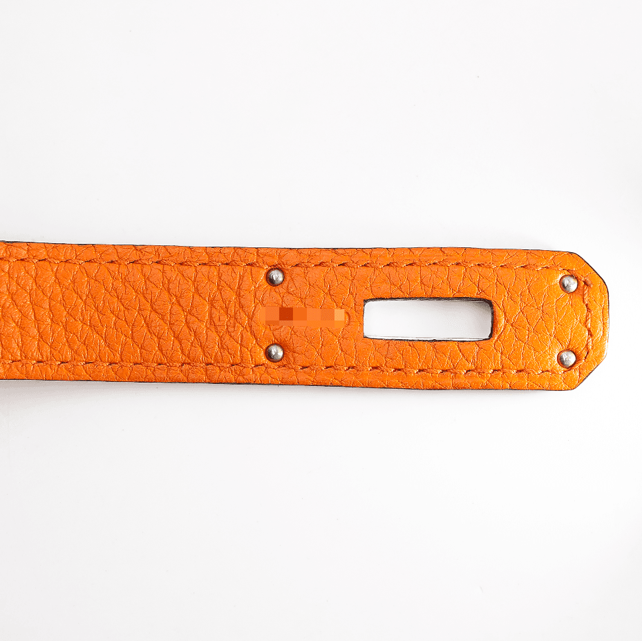 Very Good ( Rank A) HERMÈS Special Order Birkin 35 HSS Orange (93) Black (89) Clemence Palladium hardware Square P (2012) - 16