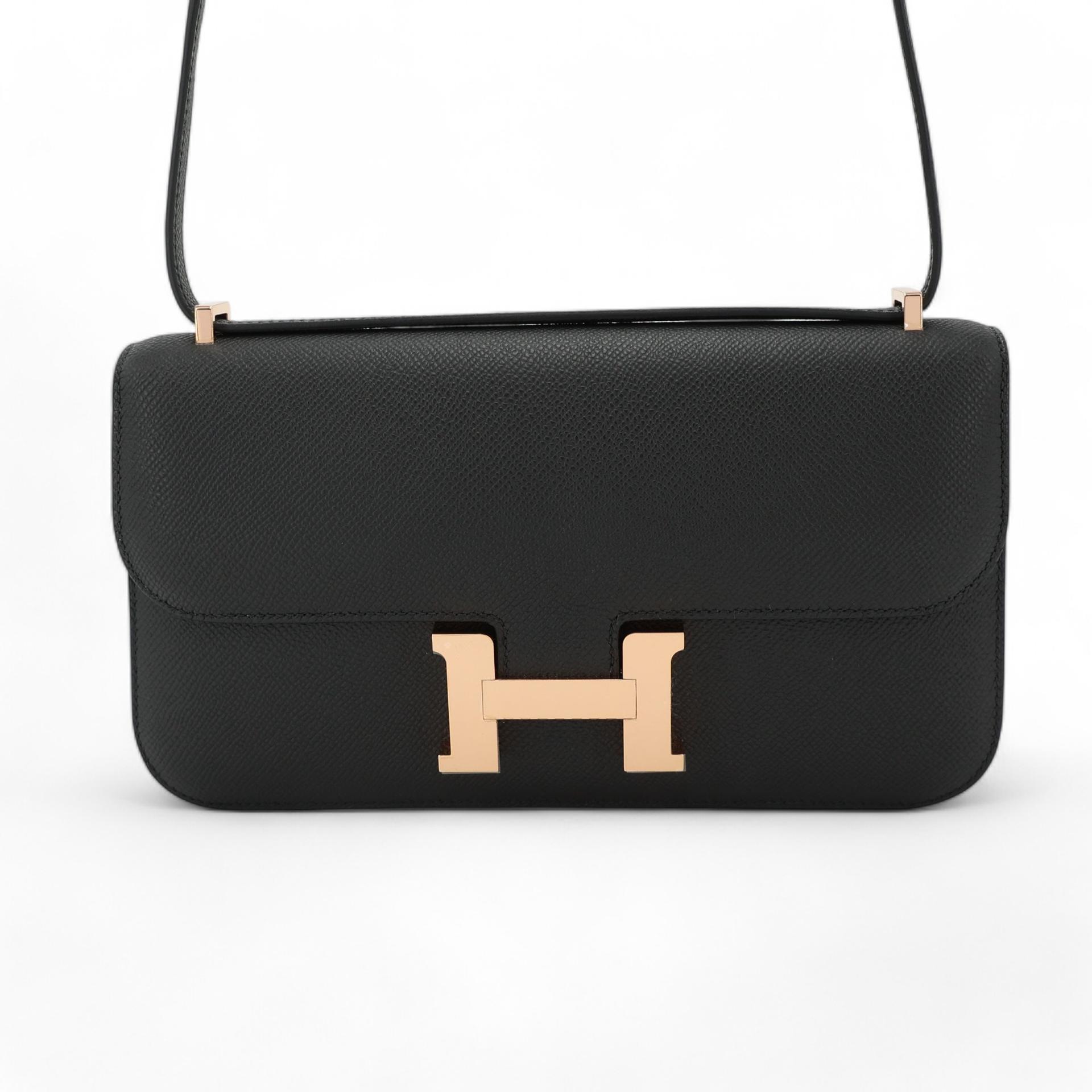 Brand New ( Rank N ) HERMÈS Constance Elan 2024 Black (89) Epsom Rose Gold hardware W (2024) - 1