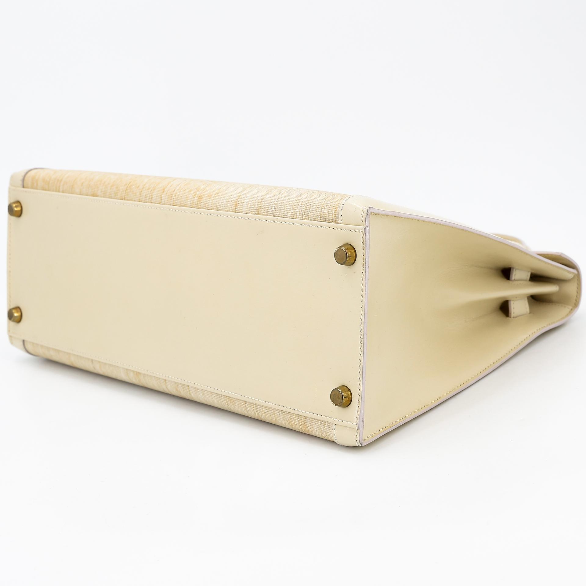 Good ( Rank AB) HERMÈS Kelly 32 Sellier Crinoline Beige Crinoline Box-calf Gold hardware Circle S (1989) - 4