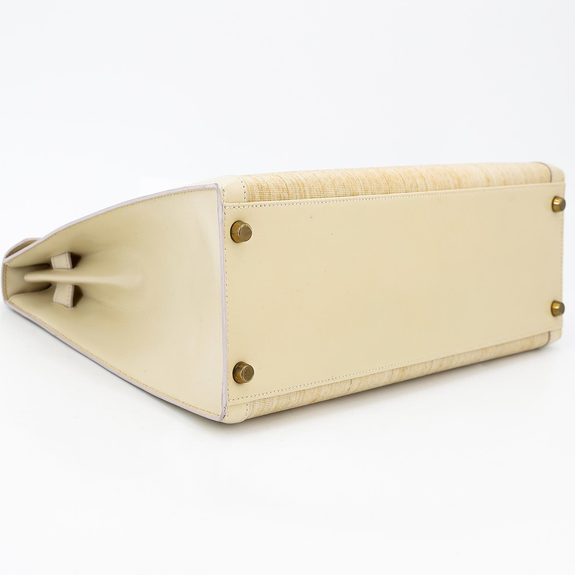 Good ( Rank AB) HERMÈS Kelly 32 Sellier Crinoline Beige Crinoline Box-calf Gold hardware Circle S (1989) - 5