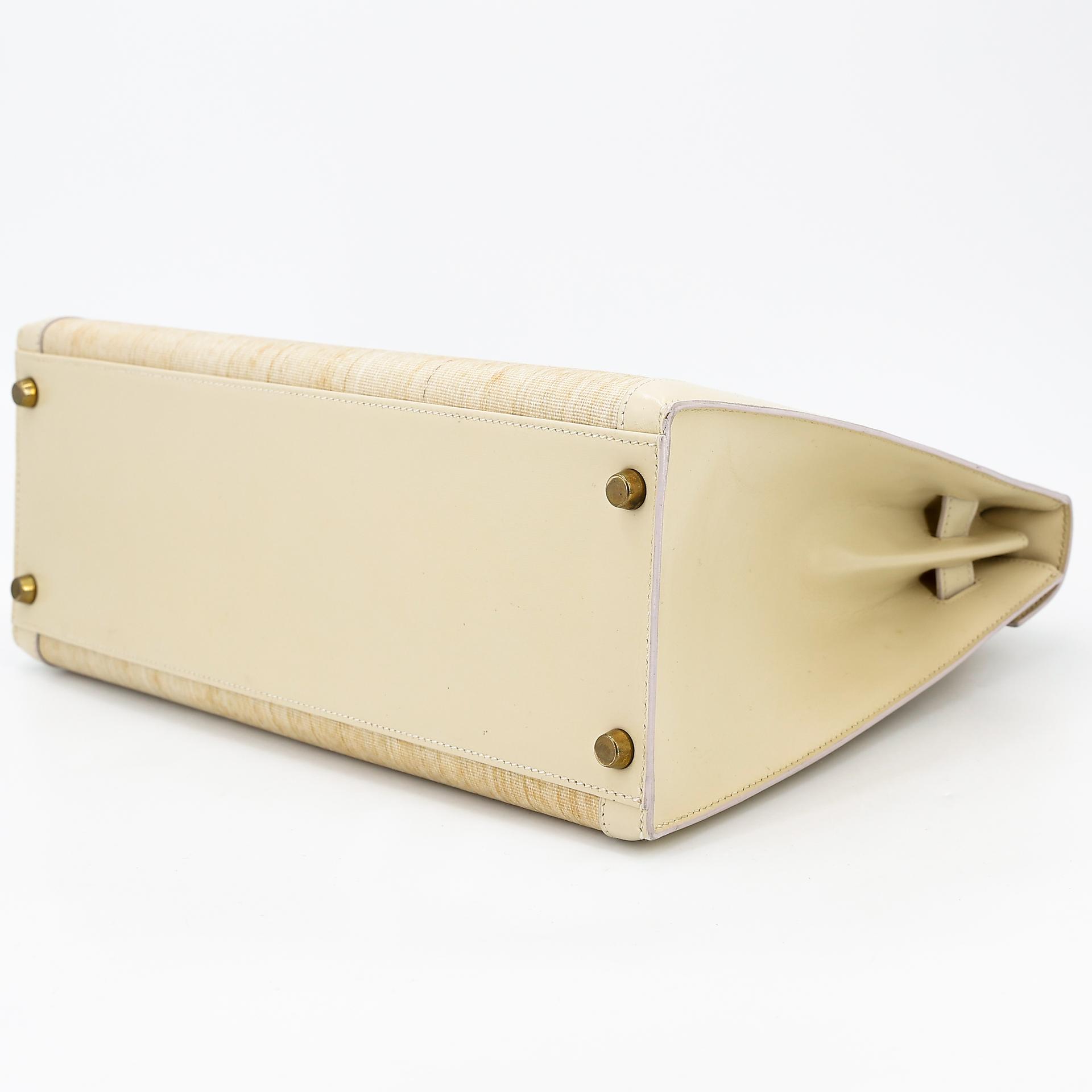 Good ( Rank AB) HERMÈS Kelly 32 Sellier Crinoline Beige Crinoline Box-calf Gold hardware Circle S (1989) - 6