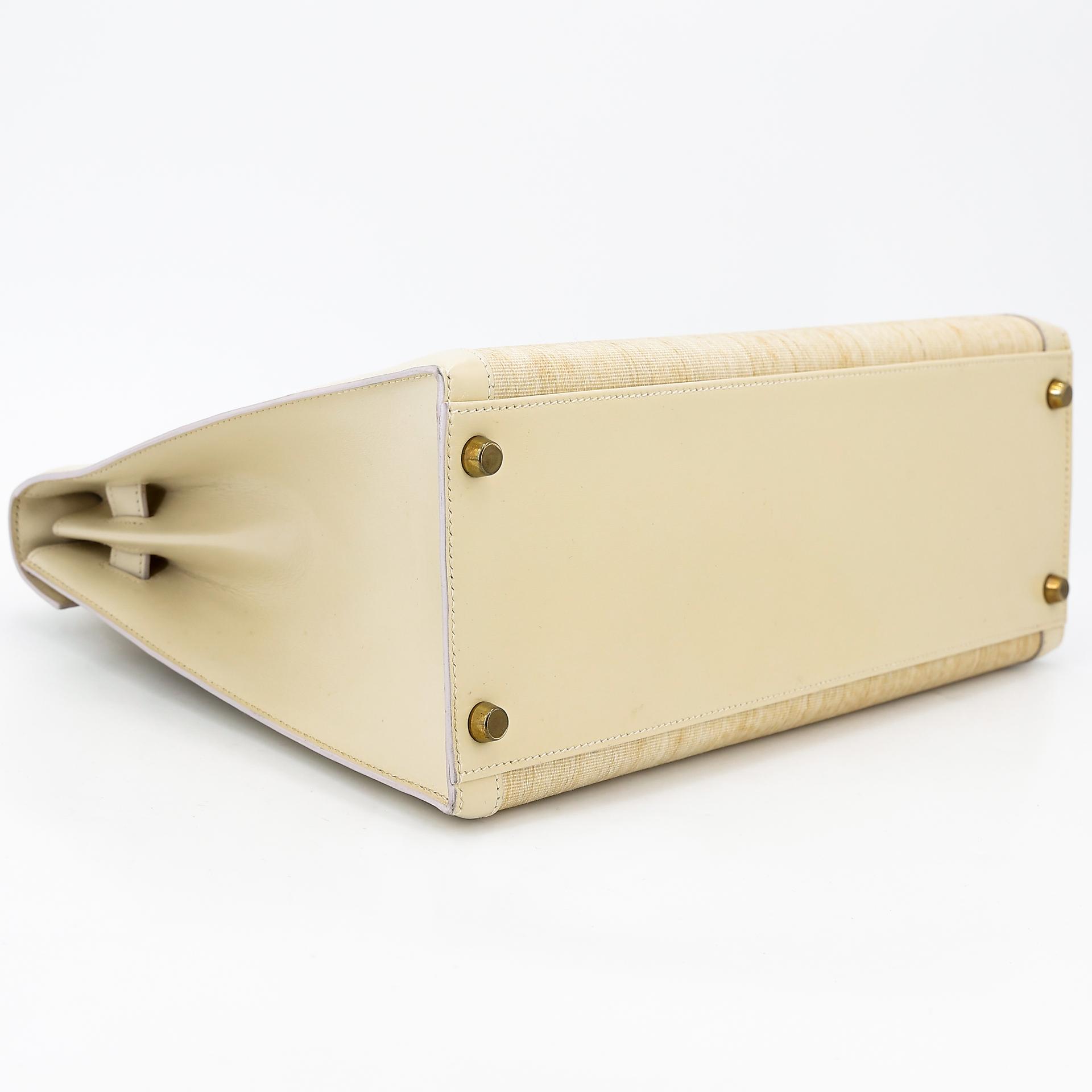 Good ( Rank AB) HERMÈS Kelly 32 Sellier Crinoline Beige Crinoline Box-calf Gold hardware Circle S (1989) - 7