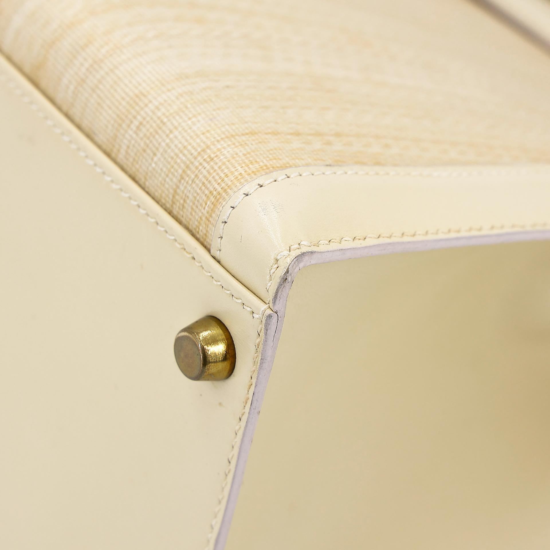 Good ( Rank AB) HERMÈS Kelly 32 Sellier Crinoline Beige Crinoline Box-calf Gold hardware Circle S (1989) - 8