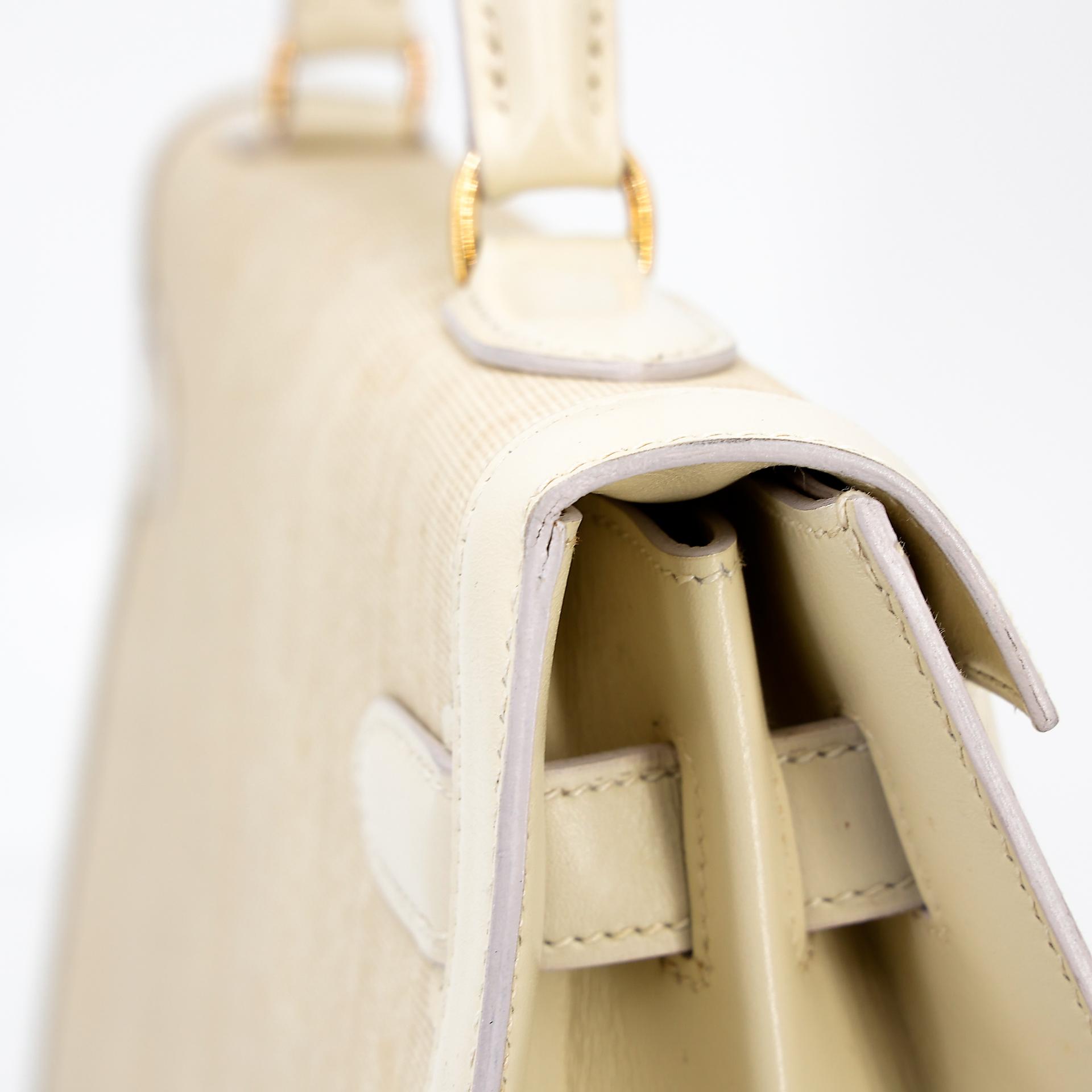 Good ( Rank AB) HERMÈS Kelly 32 Sellier Crinoline Beige Crinoline Box-calf Gold hardware Circle S (1989) - 17