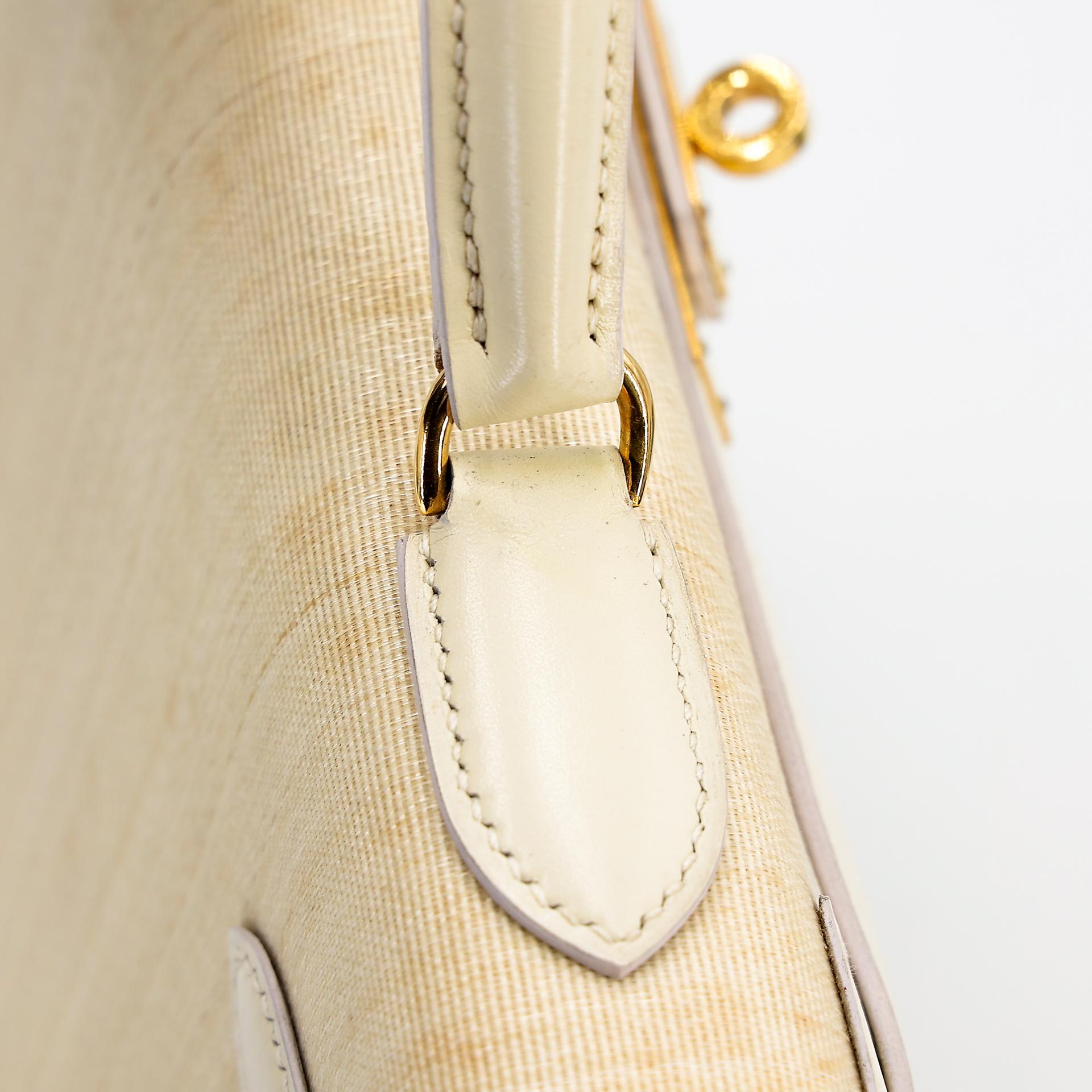 Good ( Rank AB) HERMÈS Kelly 32 Sellier Crinoline Beige Crinoline Box-calf Gold hardware Circle S (1989) - 18