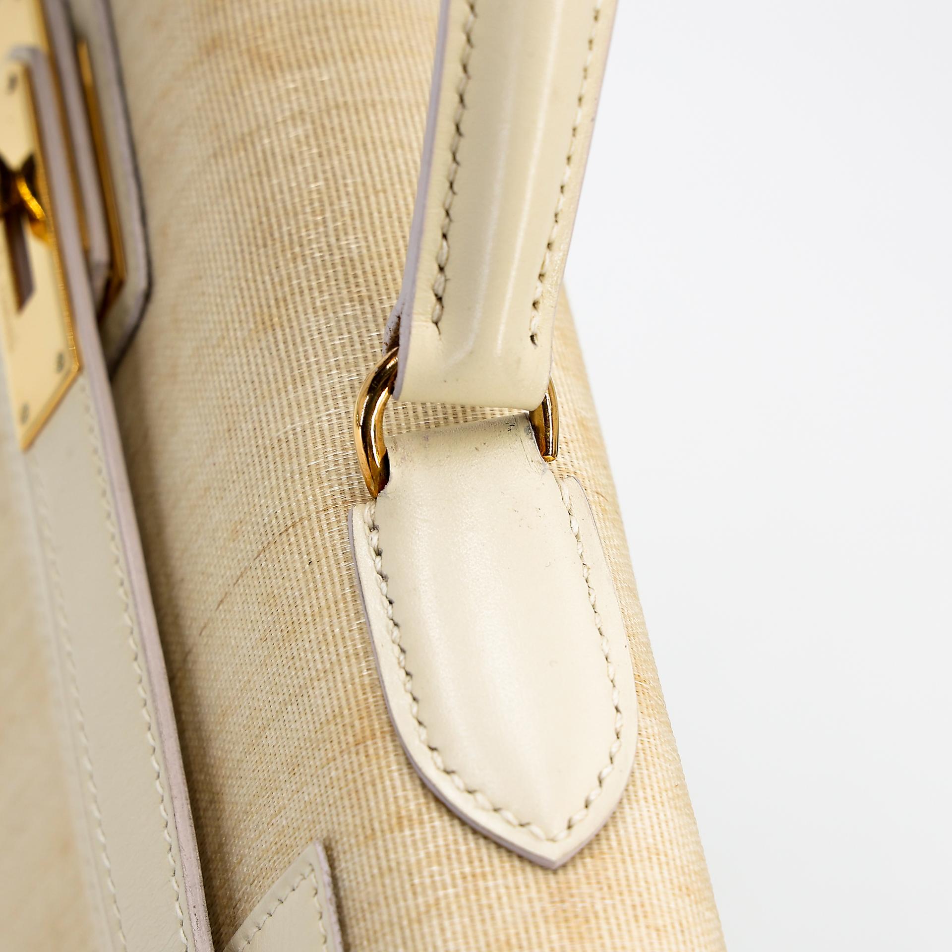 Good ( Rank AB) HERMÈS Kelly 32 Sellier Crinoline Beige Crinoline Box-calf Gold hardware Circle S (1989) - 19