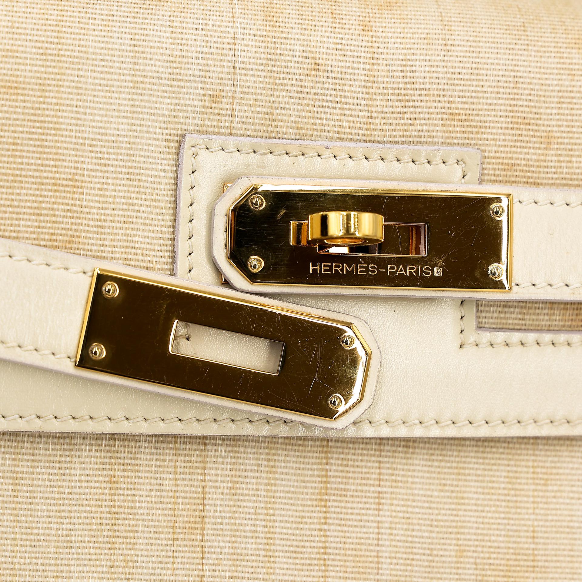Good ( Rank AB) HERMÈS Kelly 32 Sellier Crinoline Beige Crinoline Box-calf Gold hardware Circle S (1989) - 23