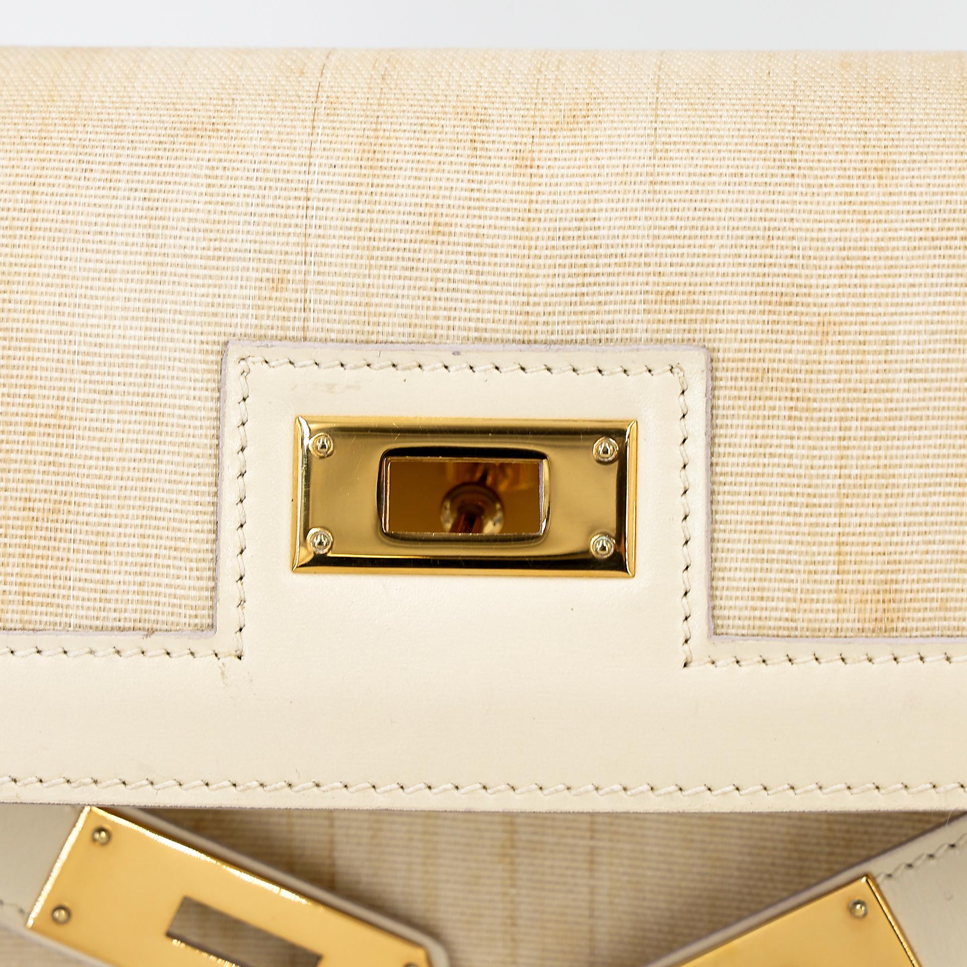 Good ( Rank AB) HERMÈS Kelly 32 Sellier Crinoline Beige Crinoline Box-calf Gold hardware Circle S (1989) - 26