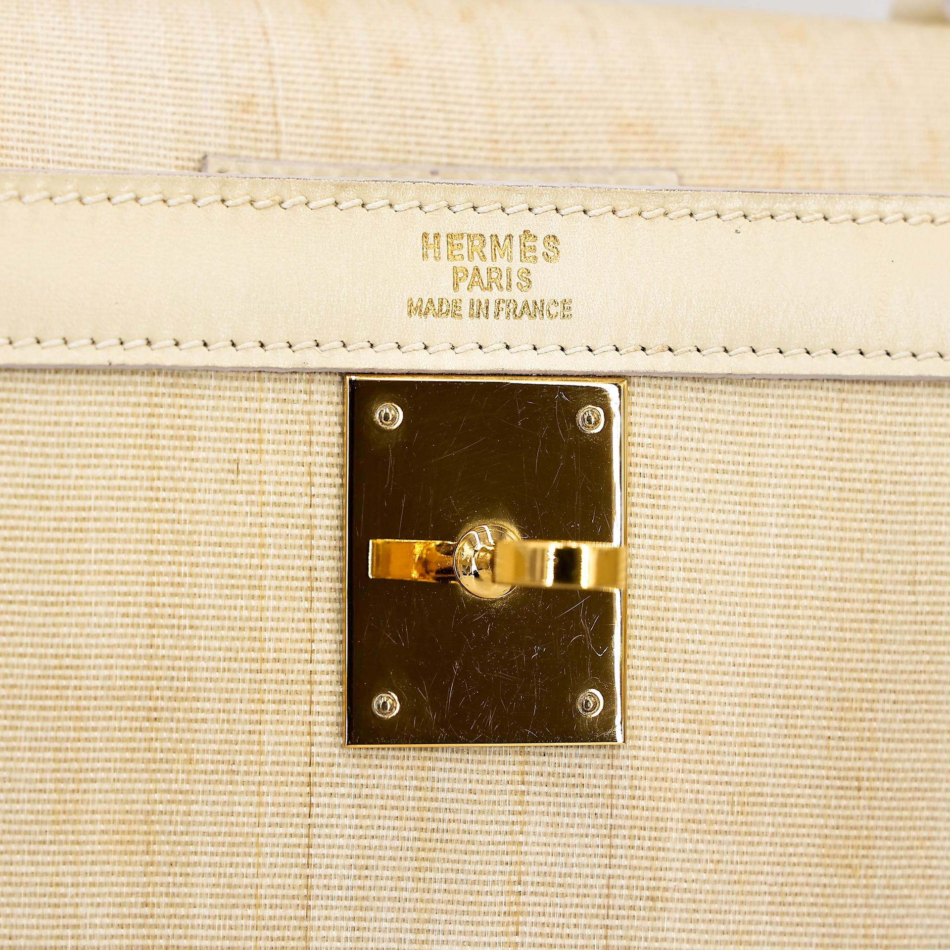 Good ( Rank AB) HERMÈS Kelly 32 Sellier Crinoline Beige Crinoline Box-calf Gold hardware Circle S (1989) - 30